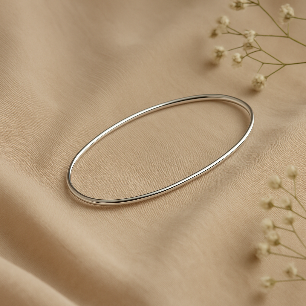 Minimal Plain Silver 92.5 Bangle(Single)