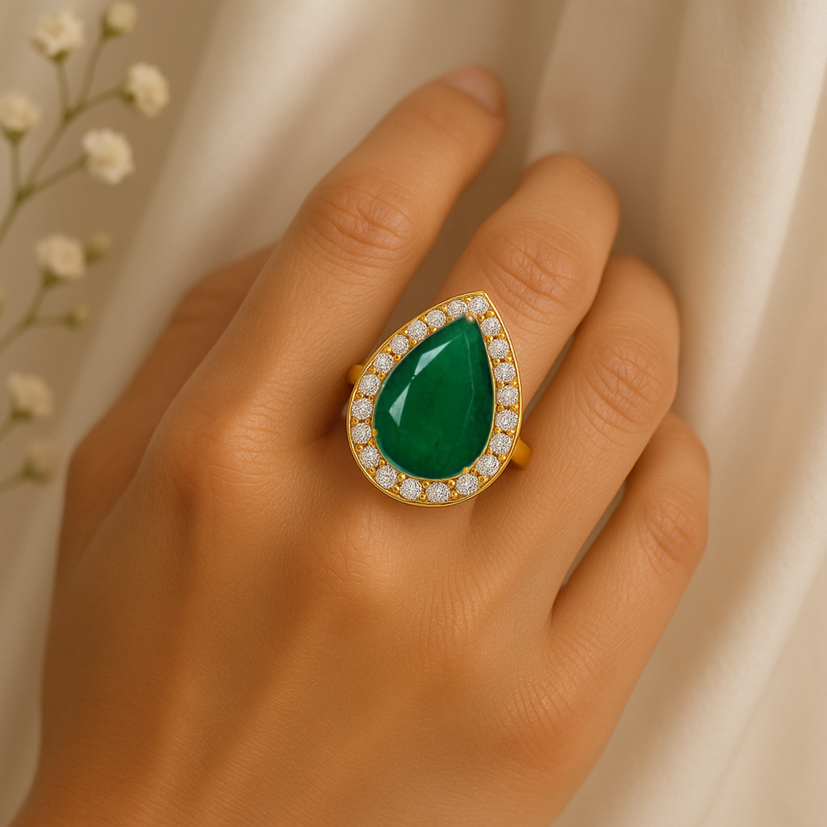 Silver Green Ring