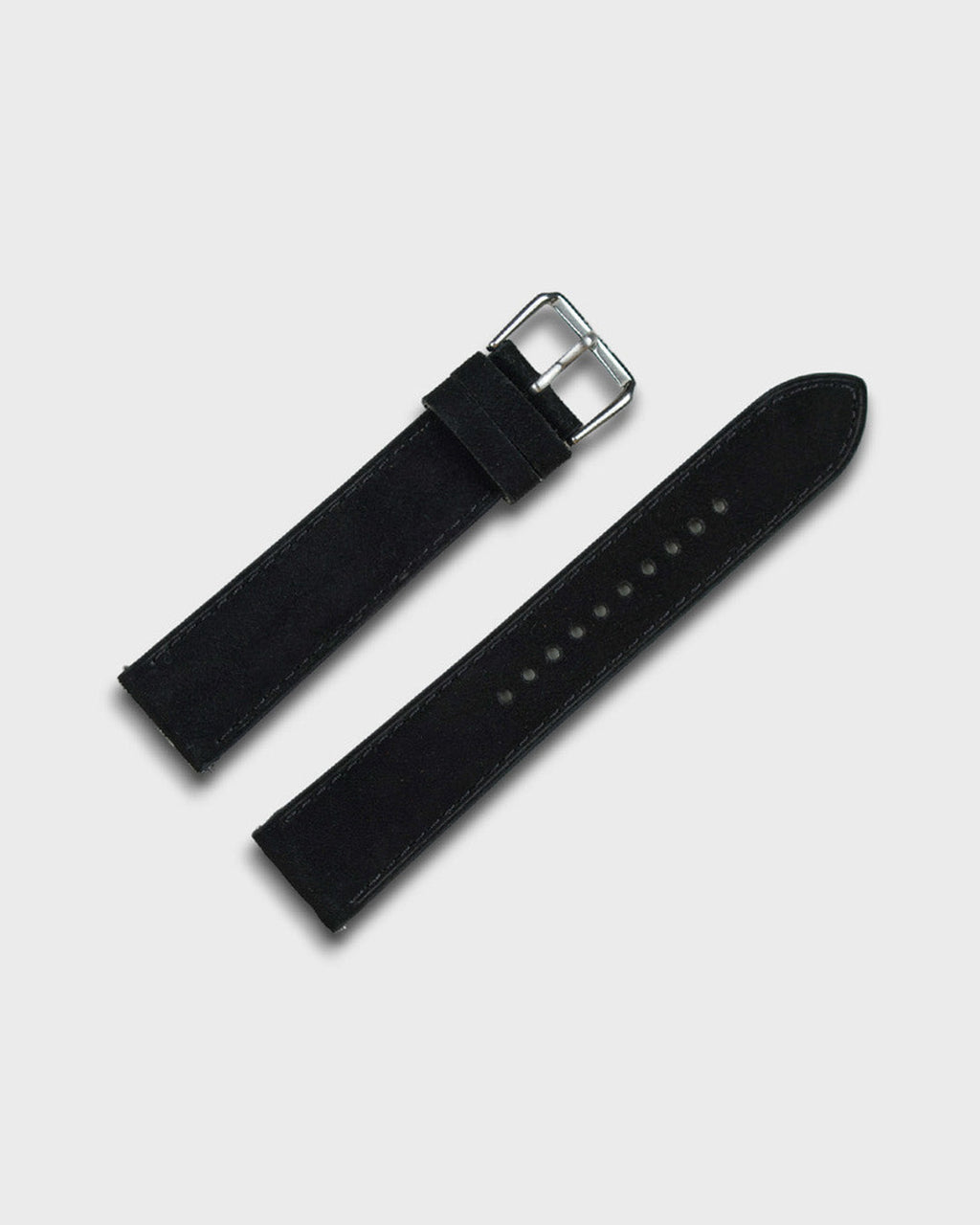 Winter Night__Premium Watch Strap in Goat Suede leather Black Colour with Silver SS Finish Buckle