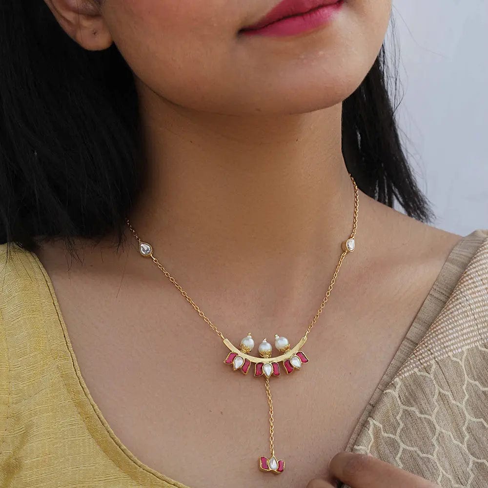 Divine Lotus White Pearl Necklace