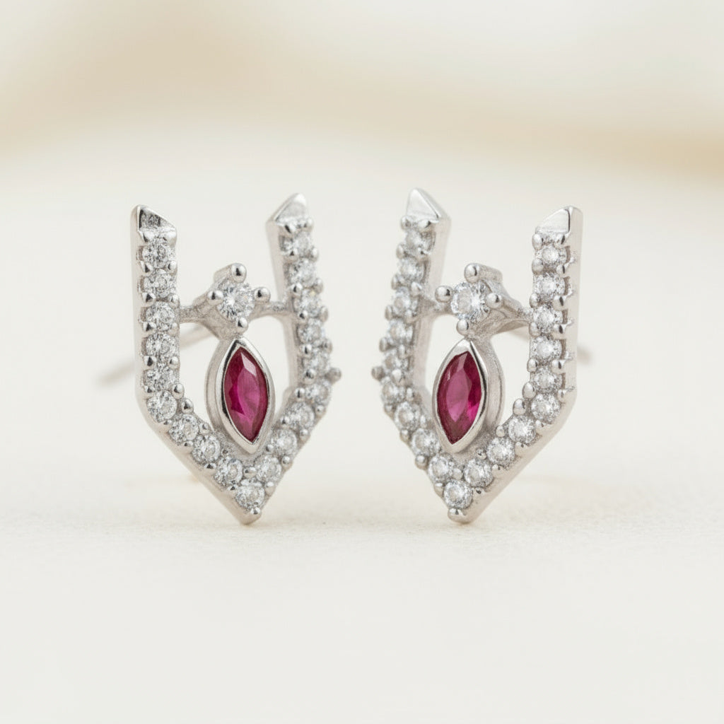 Silver 925 Vishnu Tilak Stud Earrings