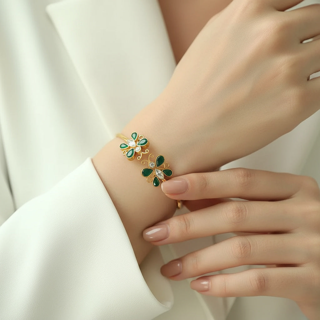 Silver gold plated butterfly bangle