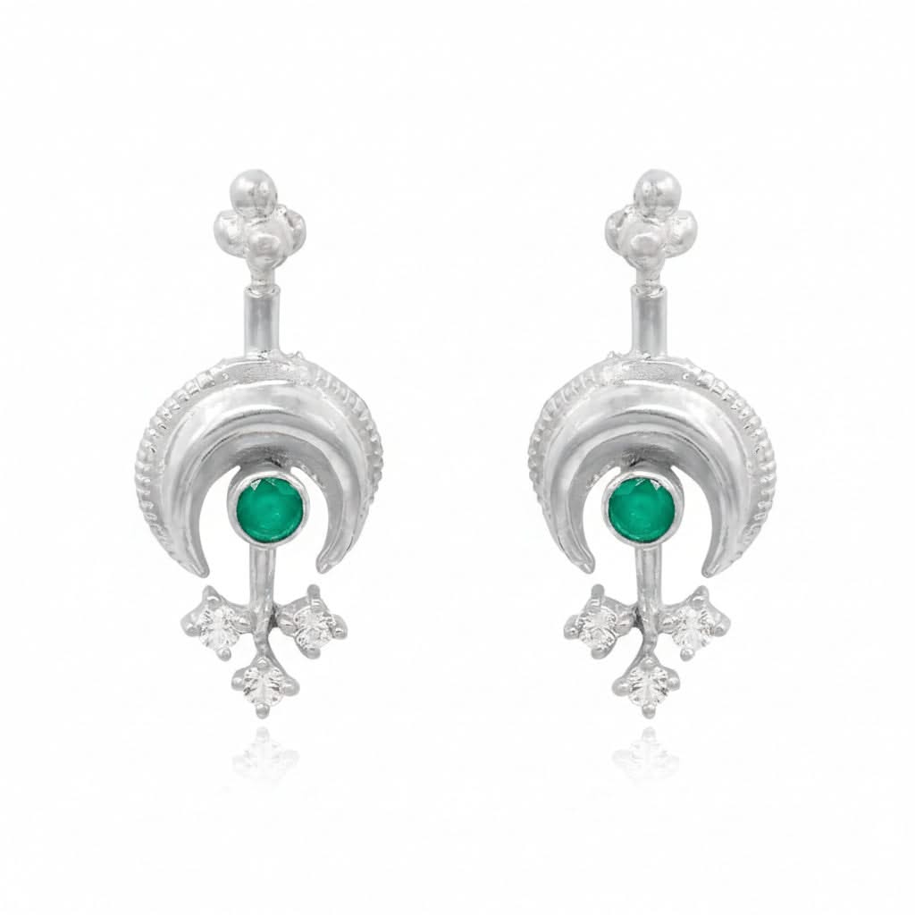 925 Sterling Silver Green Moon Bugadi (Pierced)