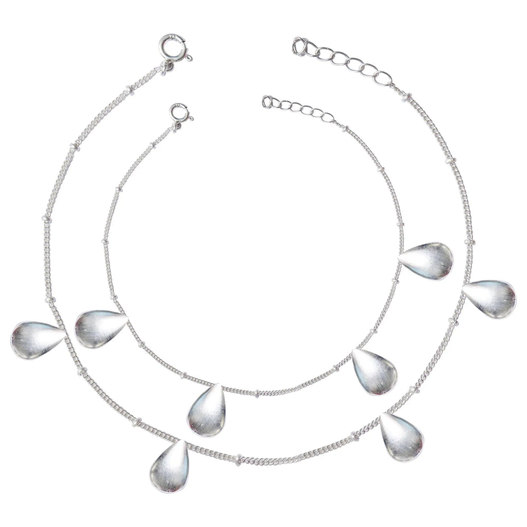 Drop Motif Anklet In Silver 92.5