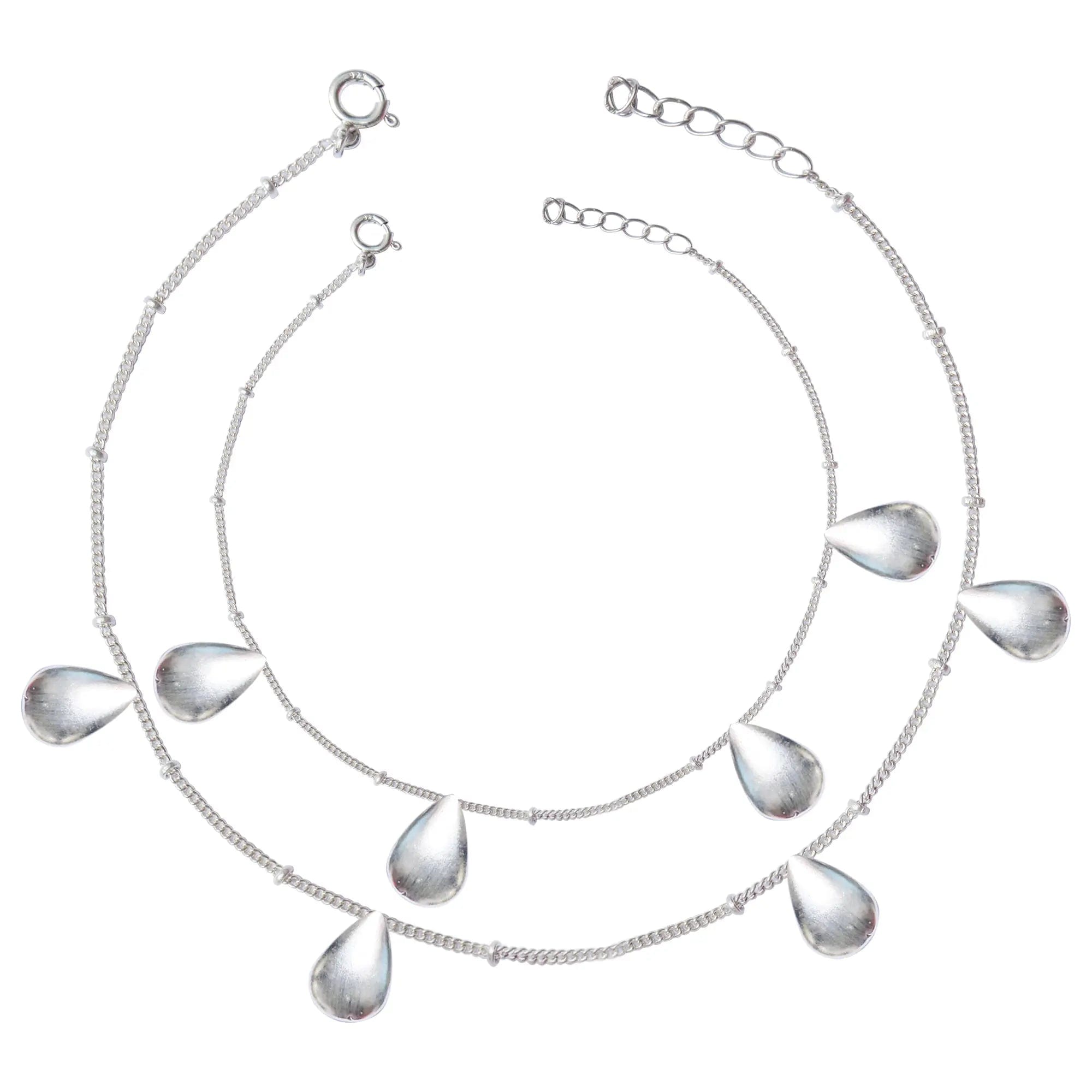 Drop Motif Anklet In Silver 92.5