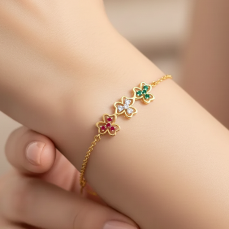 Silver lucky flower Bracelet