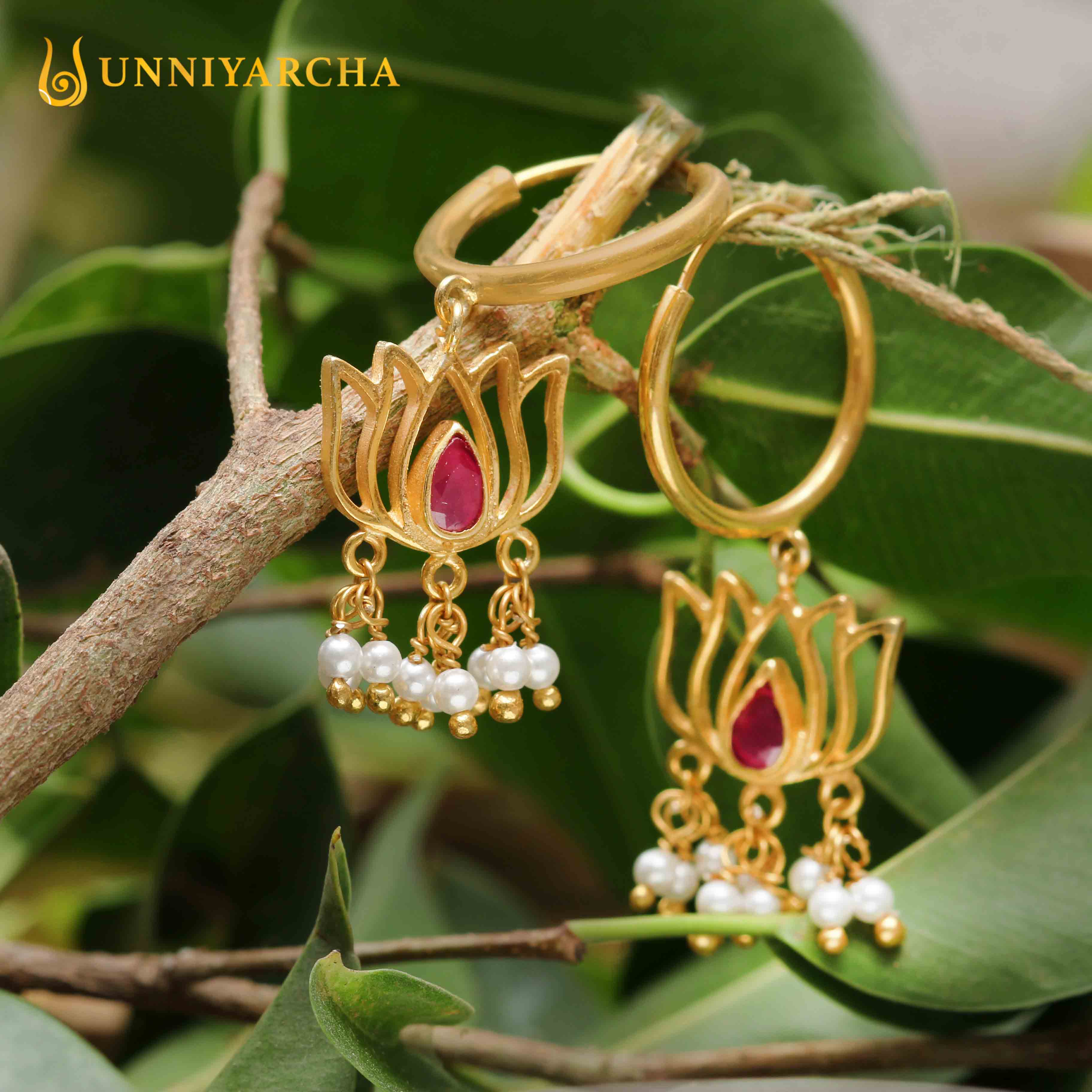 92.5 Sterling Silver Gold Plated Lotus Drop Bali Earrings