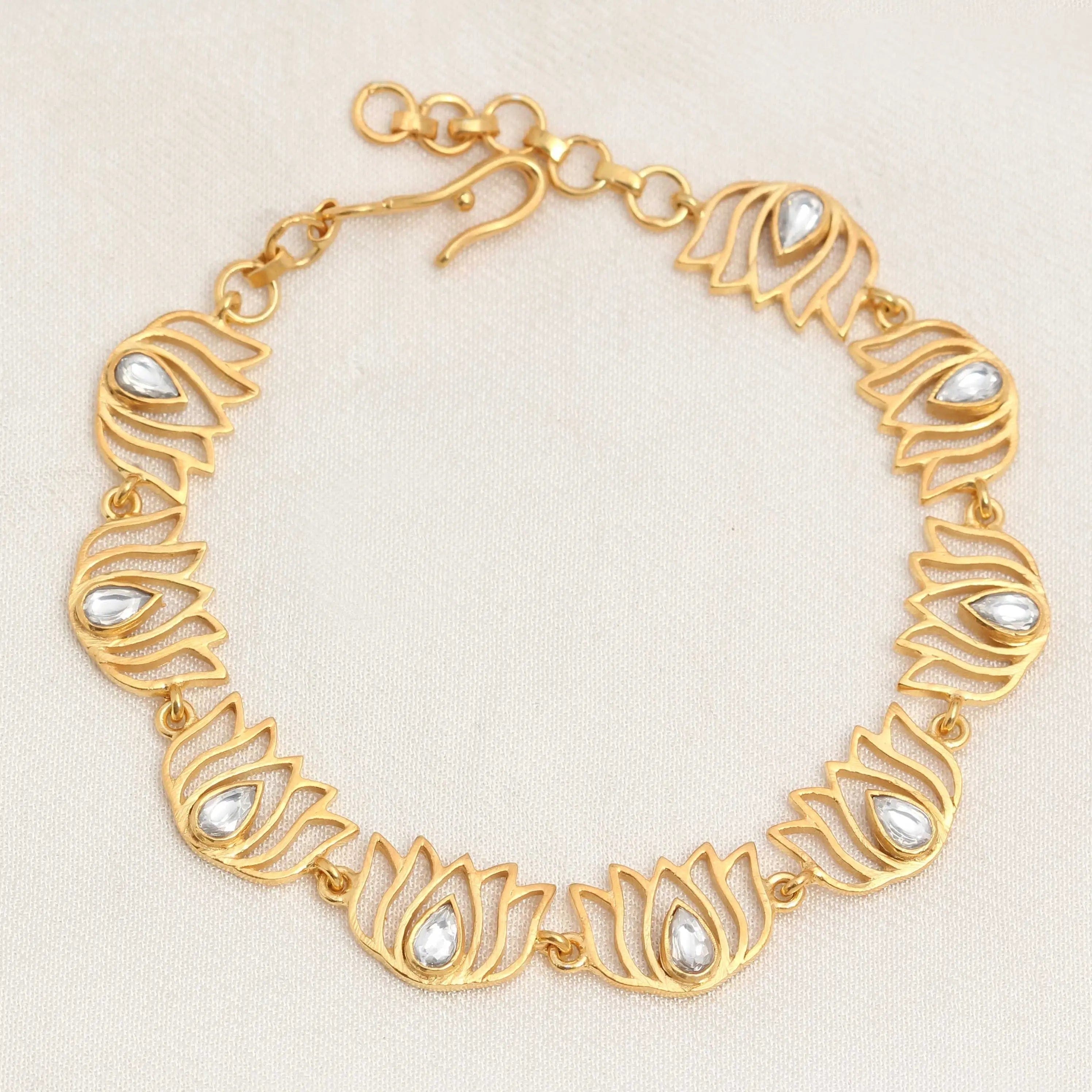 Gold Plated Silver Lotus Bracelet