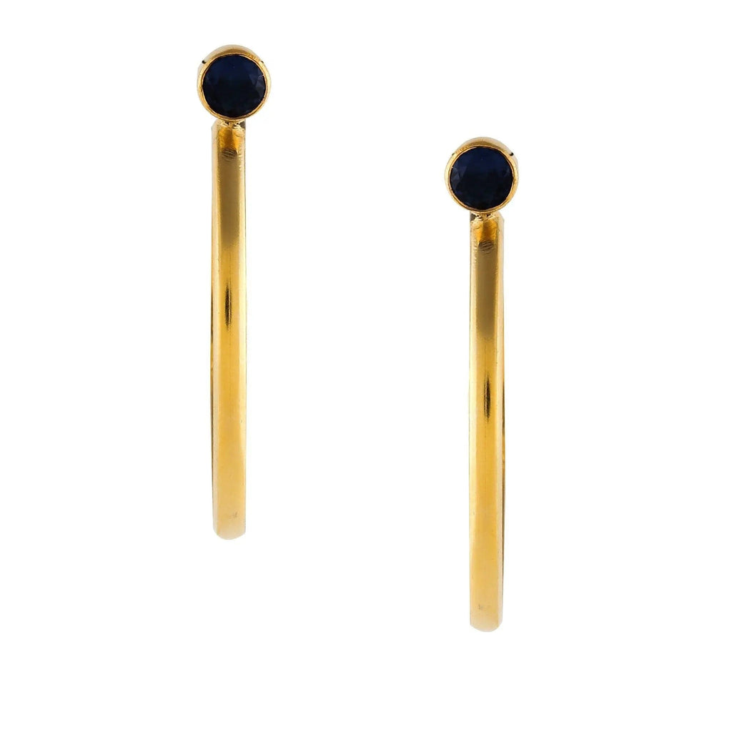 Gold Plated Zircon Silver Hoop Earrings