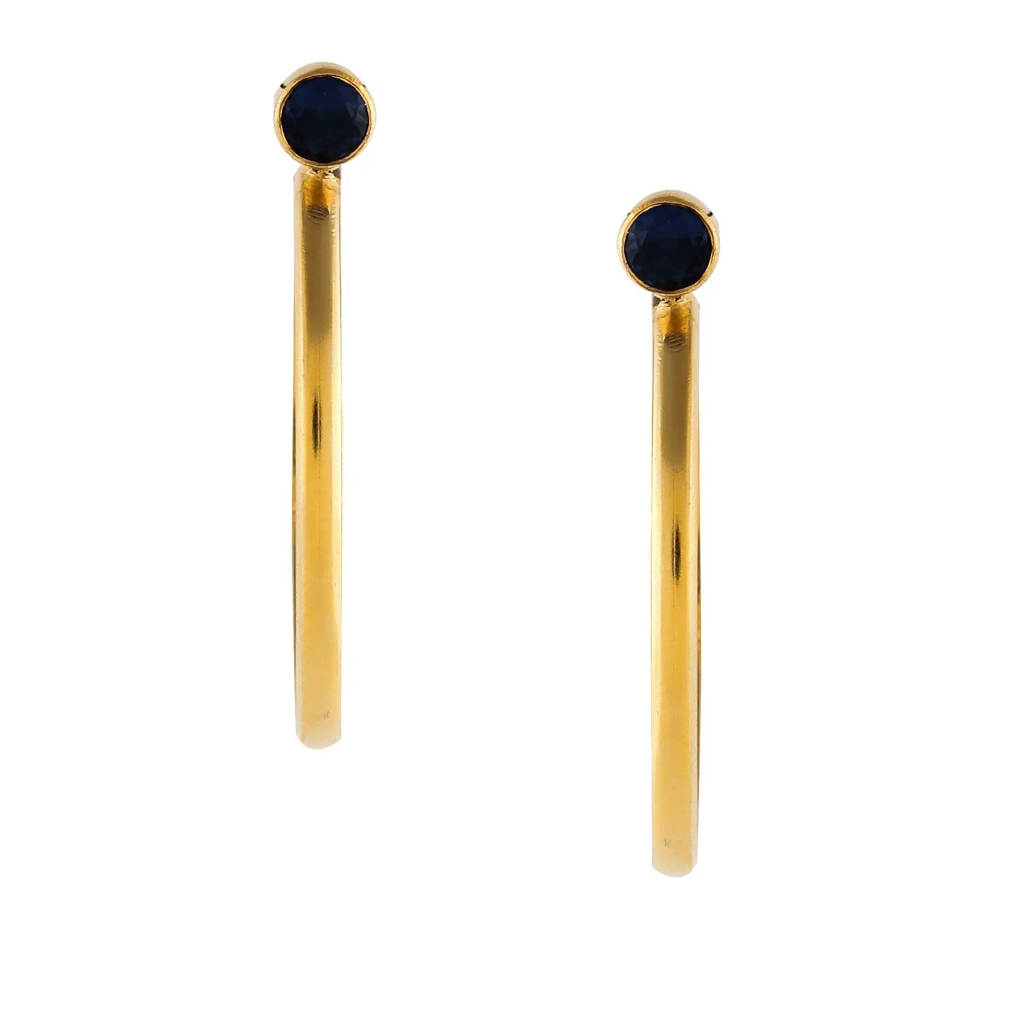 Gold Plated Zircon Silver Hoop Earrings