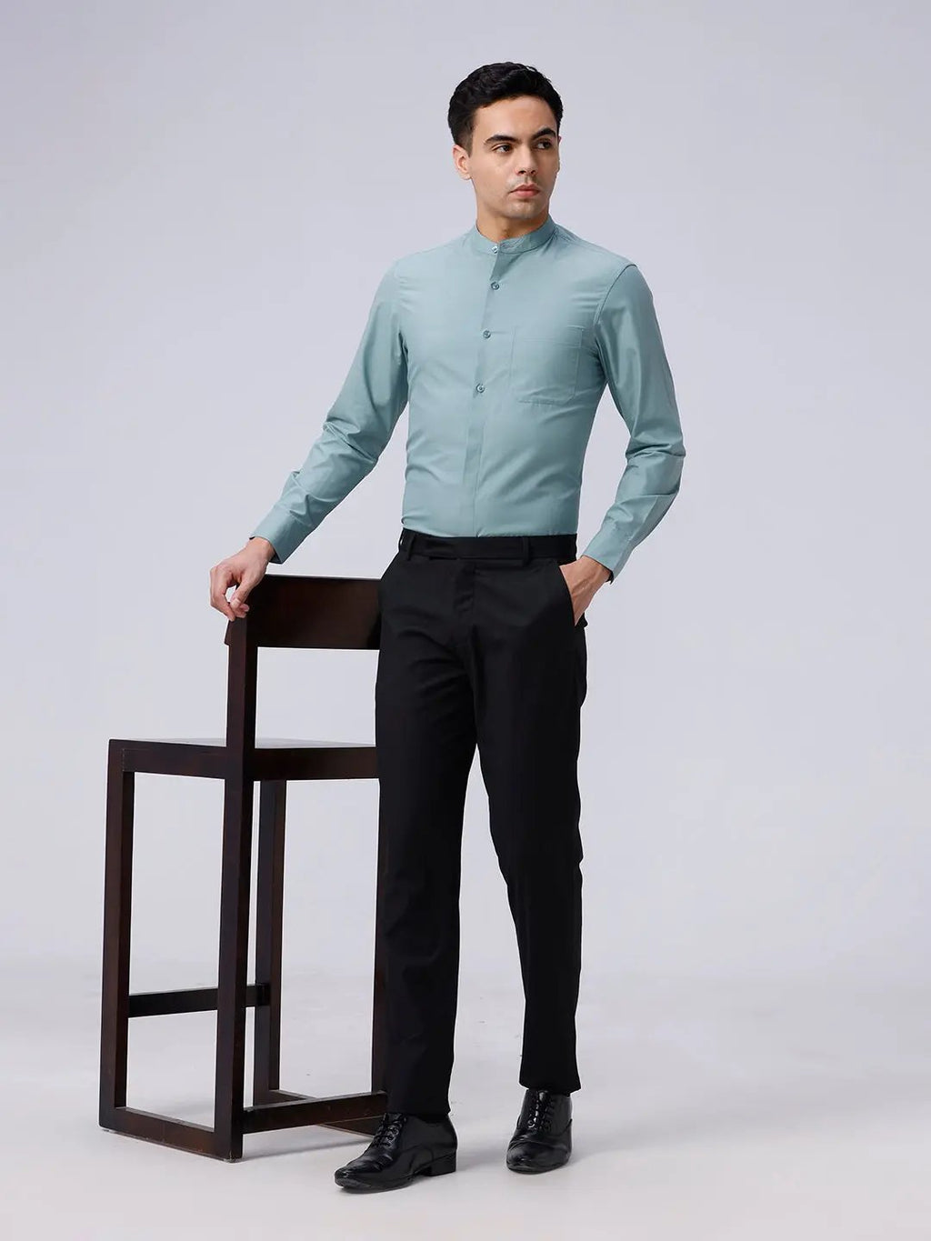 Green Cotton Tencel Plain ShirtUnited By Hope
