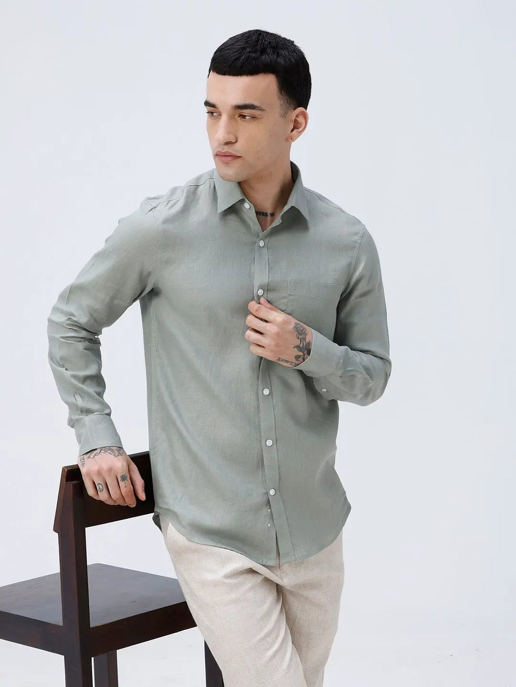 Green Full Sleeve Linen ShirtUnited By Hope