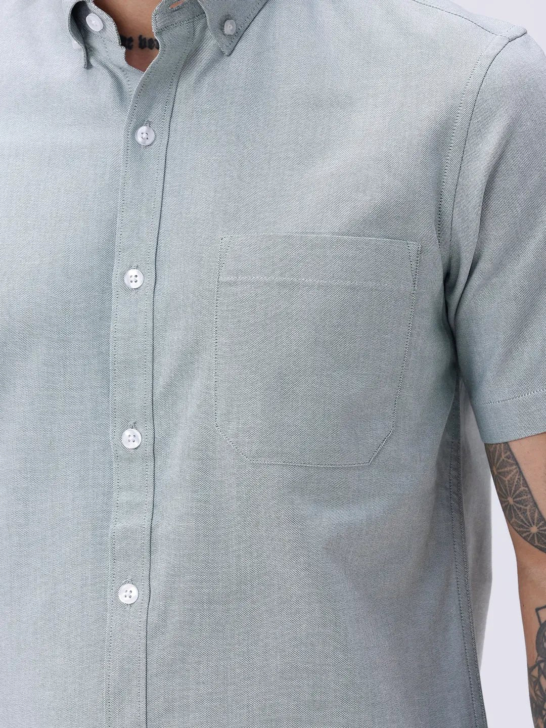 Green Oxford Plain Short Sleeve ShirtUnited By Hope