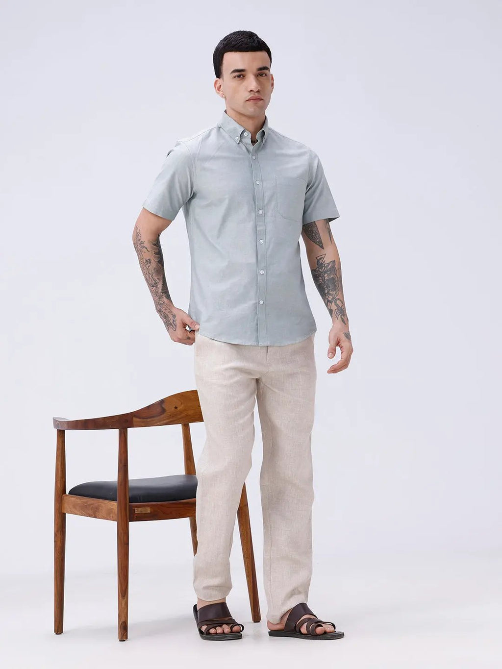 Green Oxford Plain Short Sleeve ShirtUnited By Hope