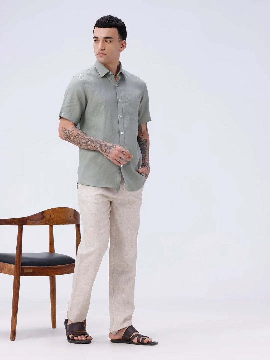 Green Short Sleeve Linen ShirtUnited By Hope