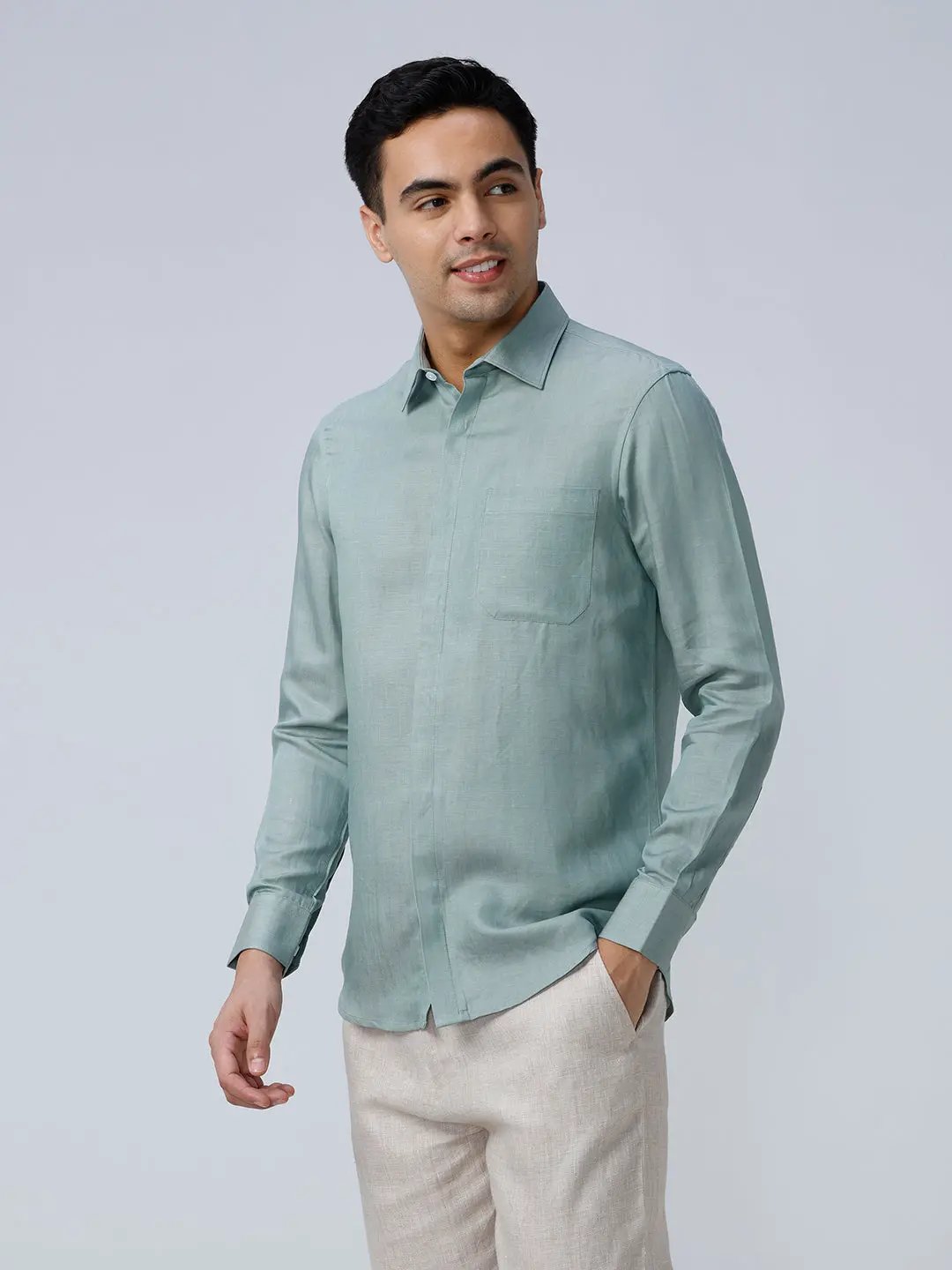 Green Tencel Plain ShirtUnited By Hope