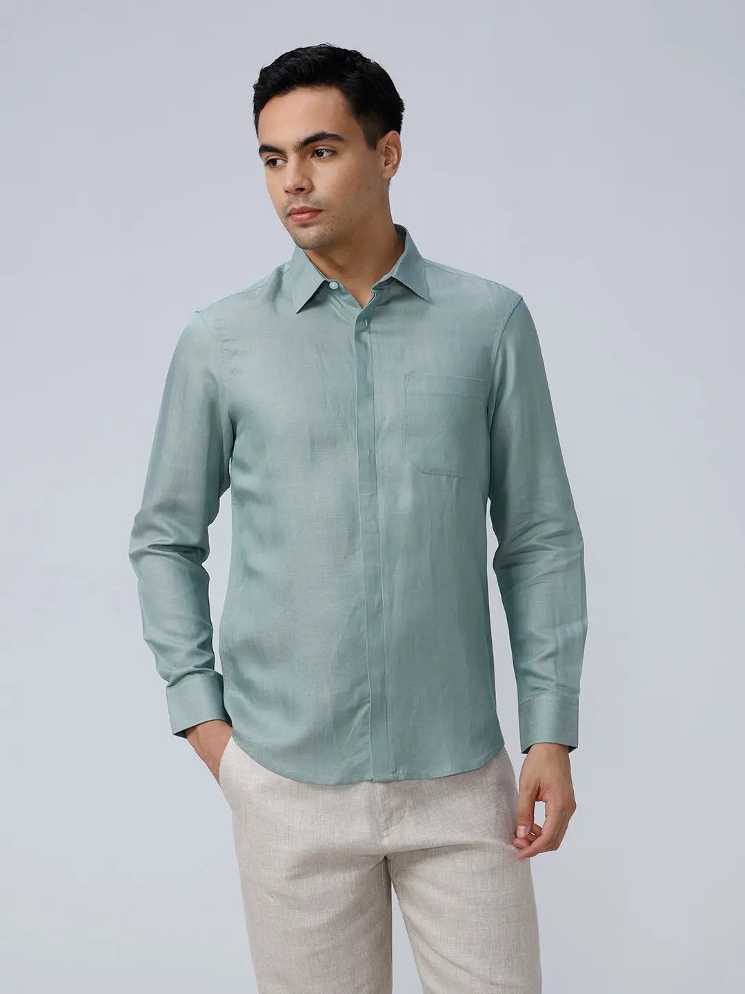 Green Tencel Plain ShirtUnited By Hope