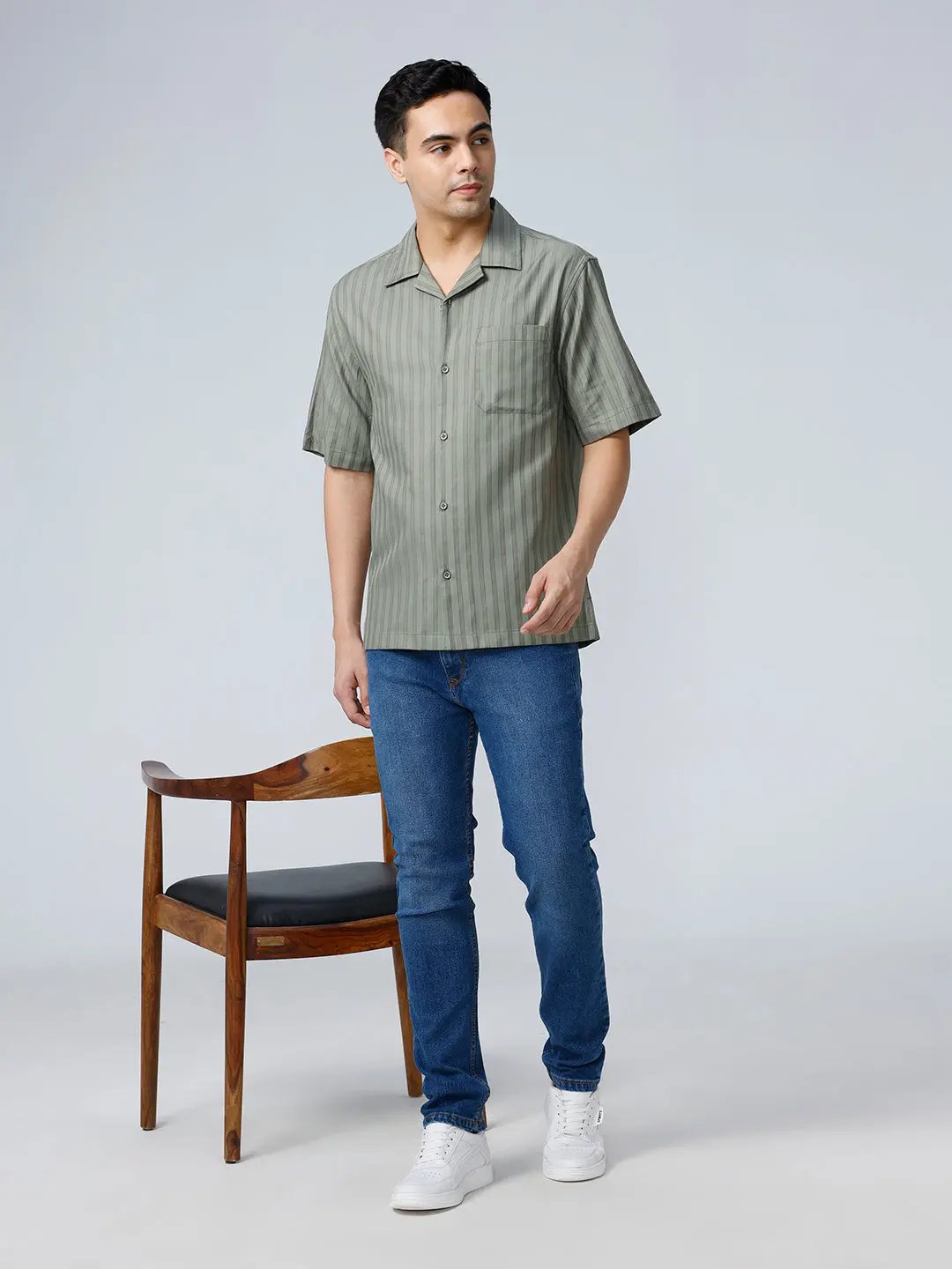 Green Twill Stripes ShirtUnited By Hope