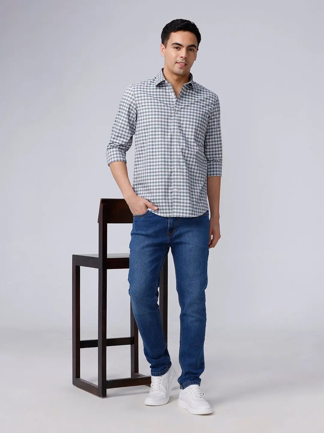 Green and Beige Checks Dobby ShirtUnited By Hope