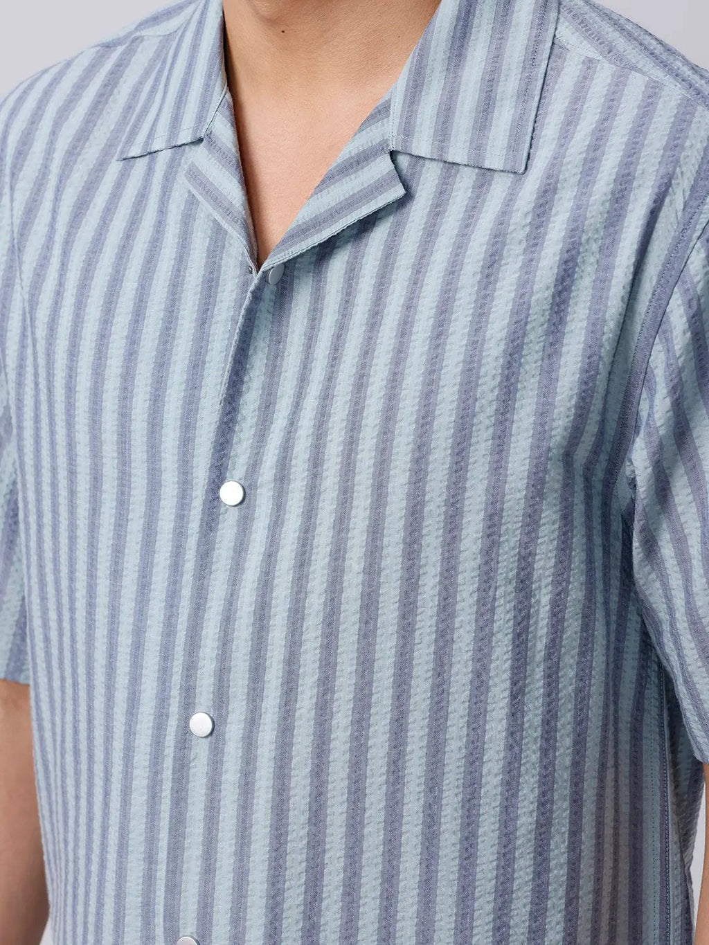 Green and Grey Stripes Waffle Dobby ShirtUnited By Hope
