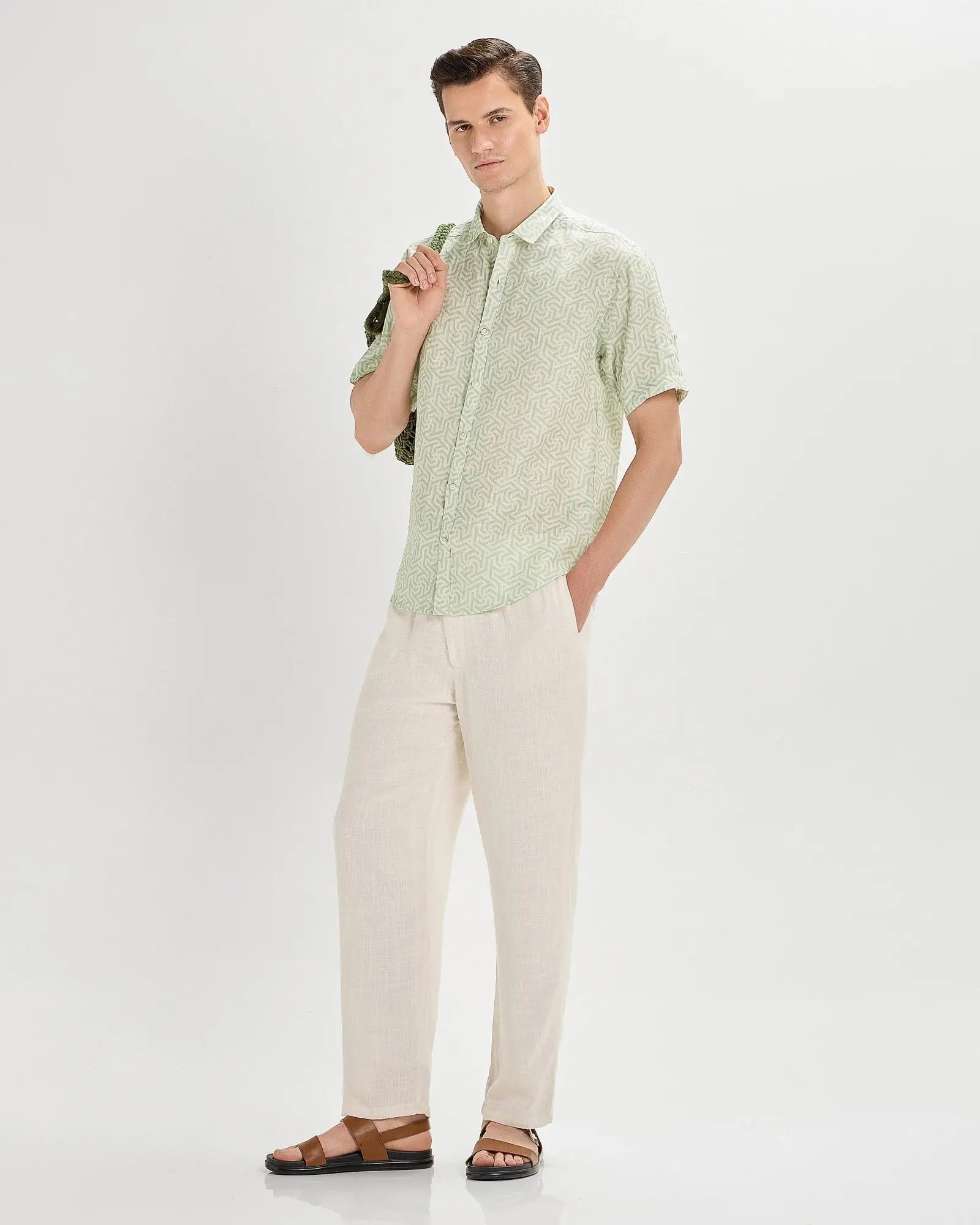 Green printed linen shirtUnited By Hope