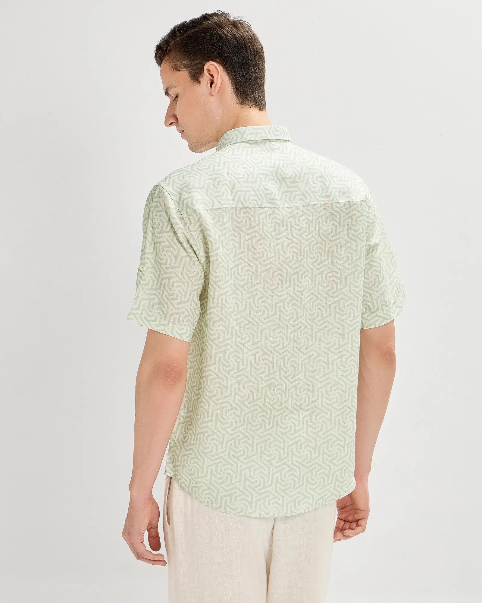 Green printed linen shirtUnited By Hope
