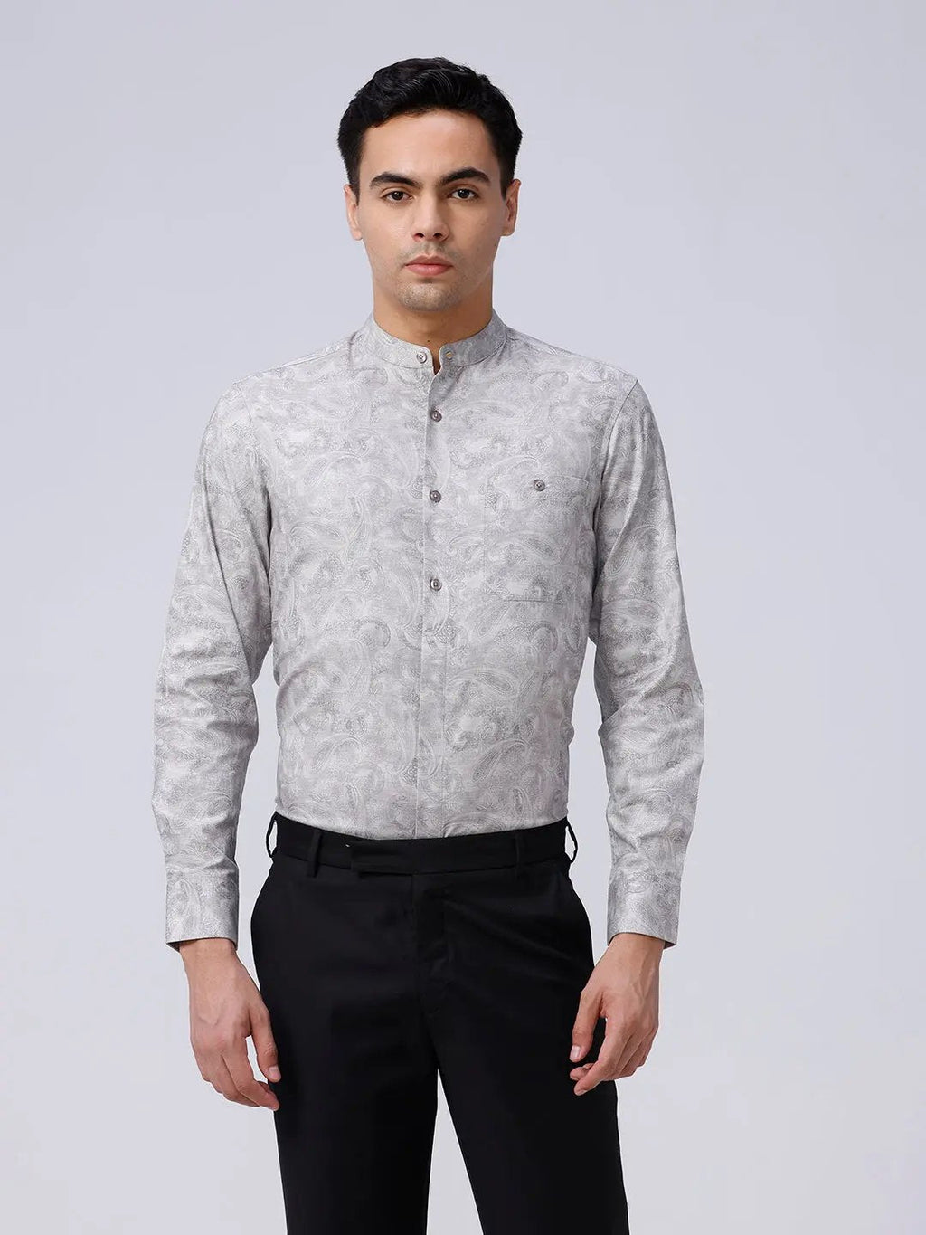 Grey Cotton Melange Prints ShirtUnited By Hope
