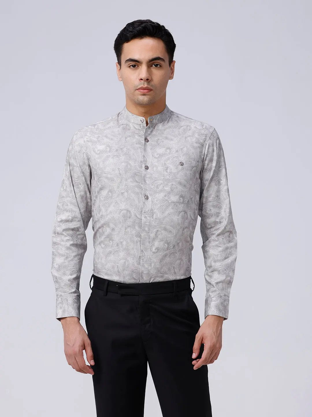 Grey Cotton Melange Prints ShirtUnited By Hope