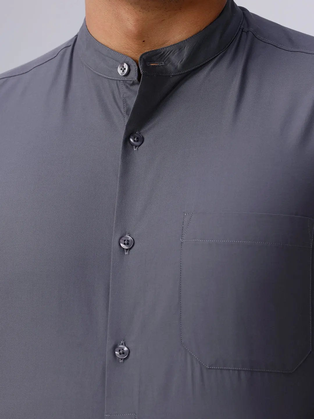 Grey Cotton Tencel Plain ShirtUnited By Hope