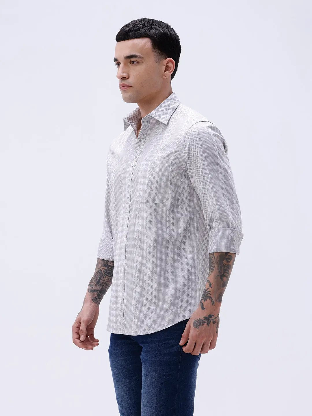 Grey Dobby Stripes ShirtUnited By Hope