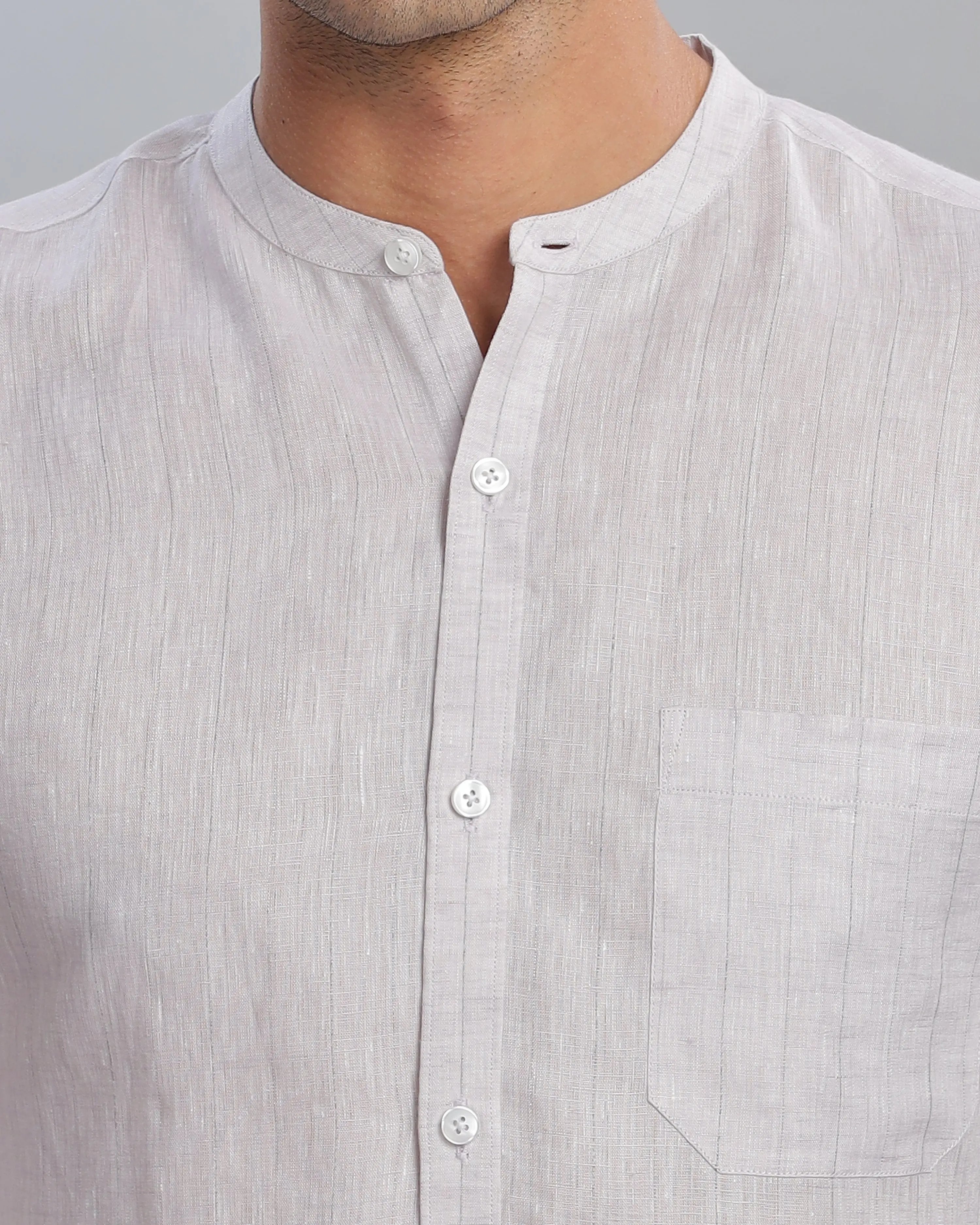 Grey Lilac Striped Linen ShirtUnited By Hope