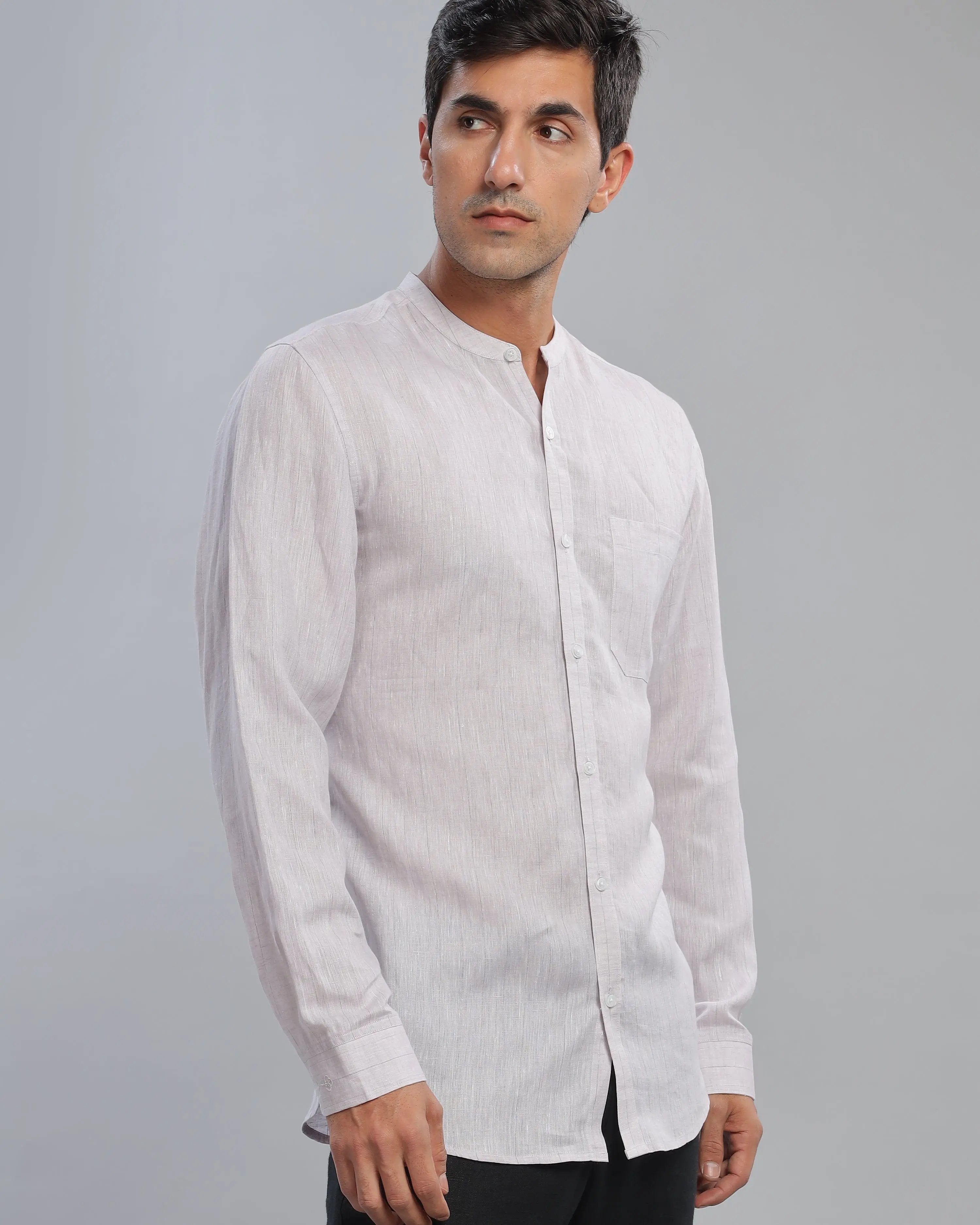 Grey Lilac Striped Linen ShirtUnited By Hope