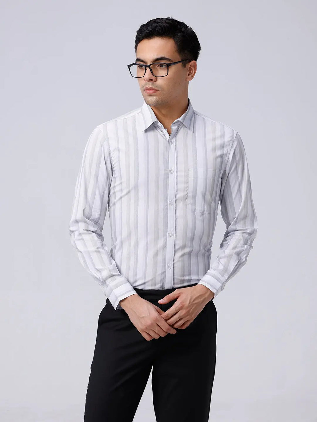 Grey Poplin Stripes ShirtUnited By Hope