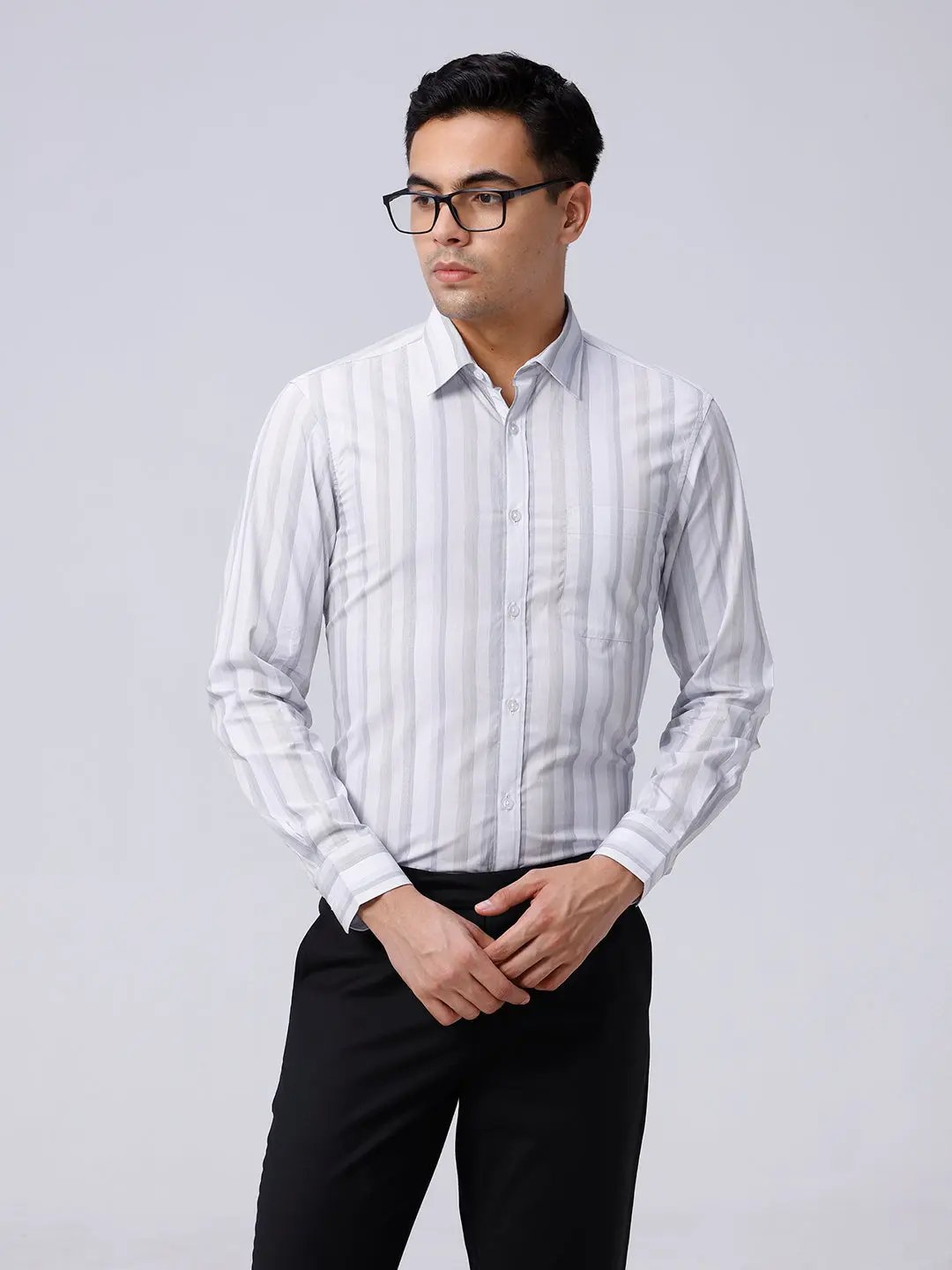 Grey Poplin Stripes ShirtUnited By Hope