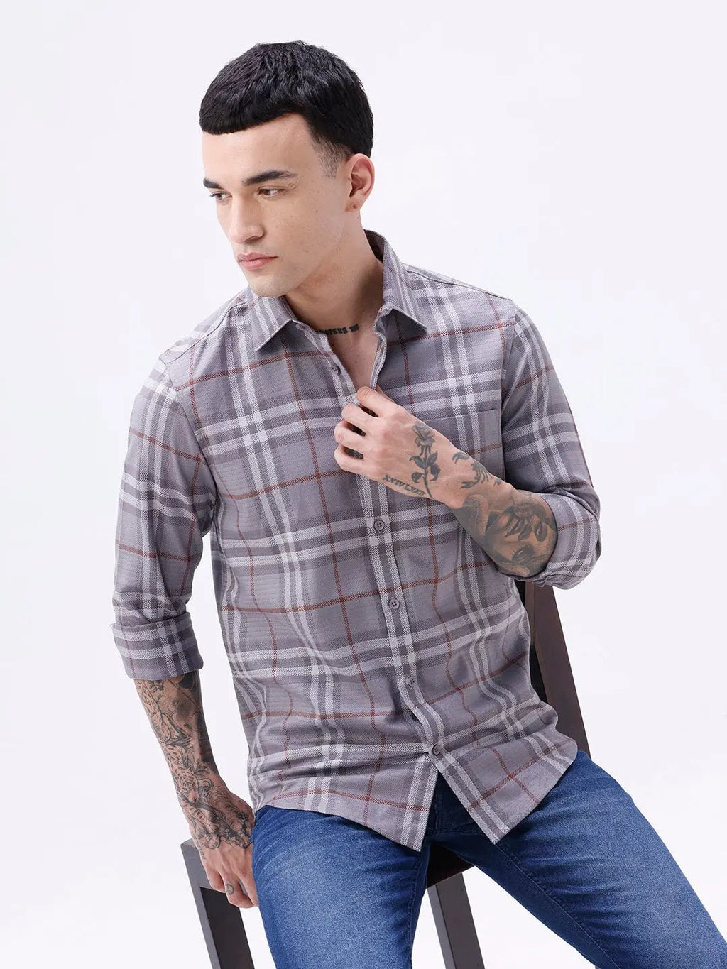 Grey Twill Checks ShirtUnited By Hope