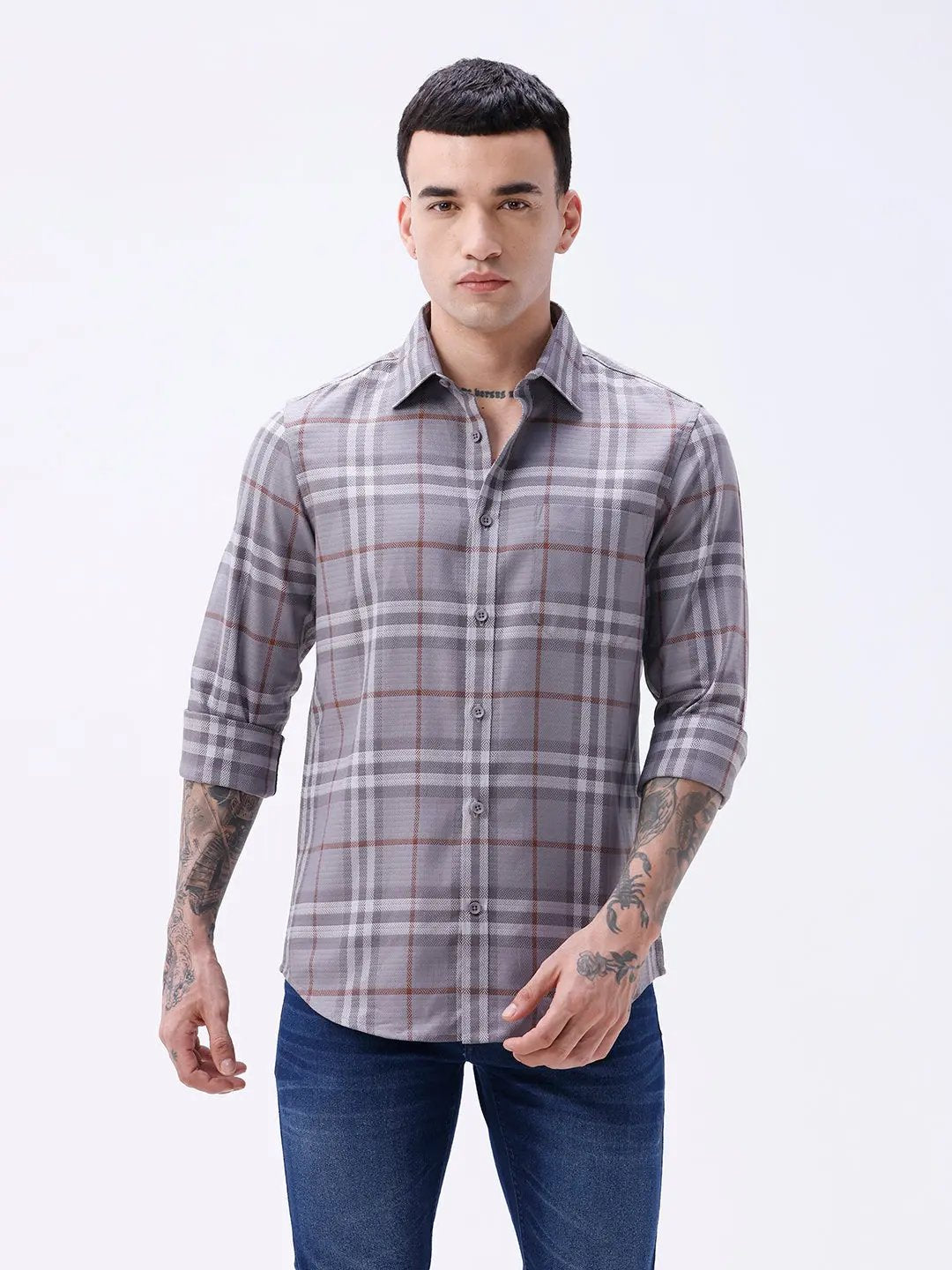 Grey Twill Checks ShirtUnited By Hope