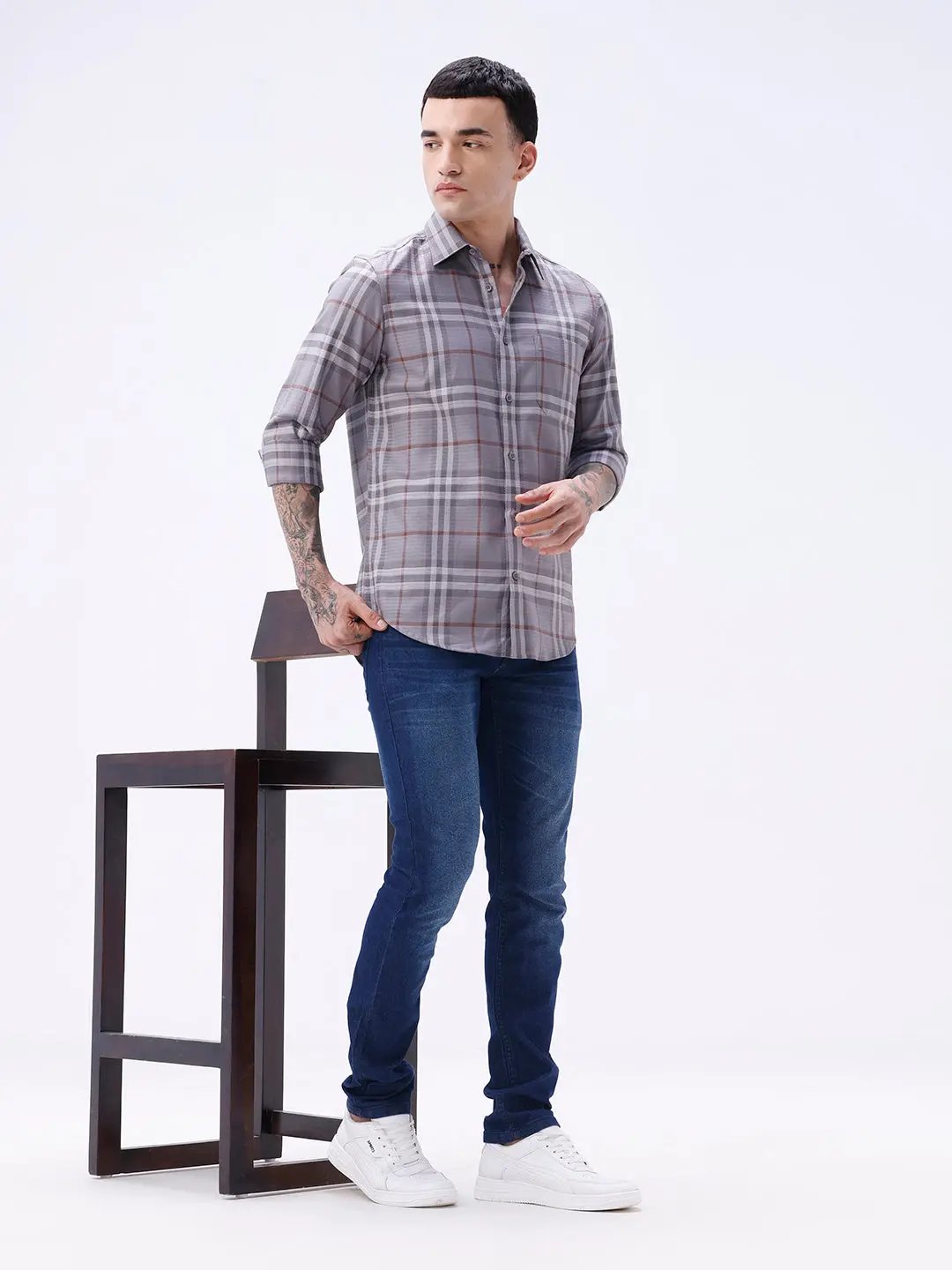 Grey Twill Checks ShirtUnited By Hope
