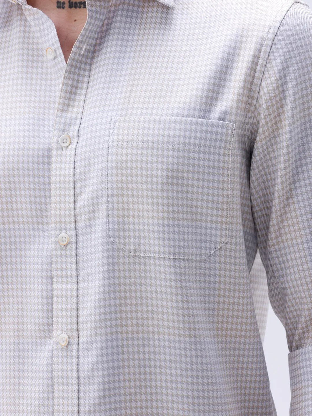 Grey and Beige Twill Structured ShirtUnited By Hope