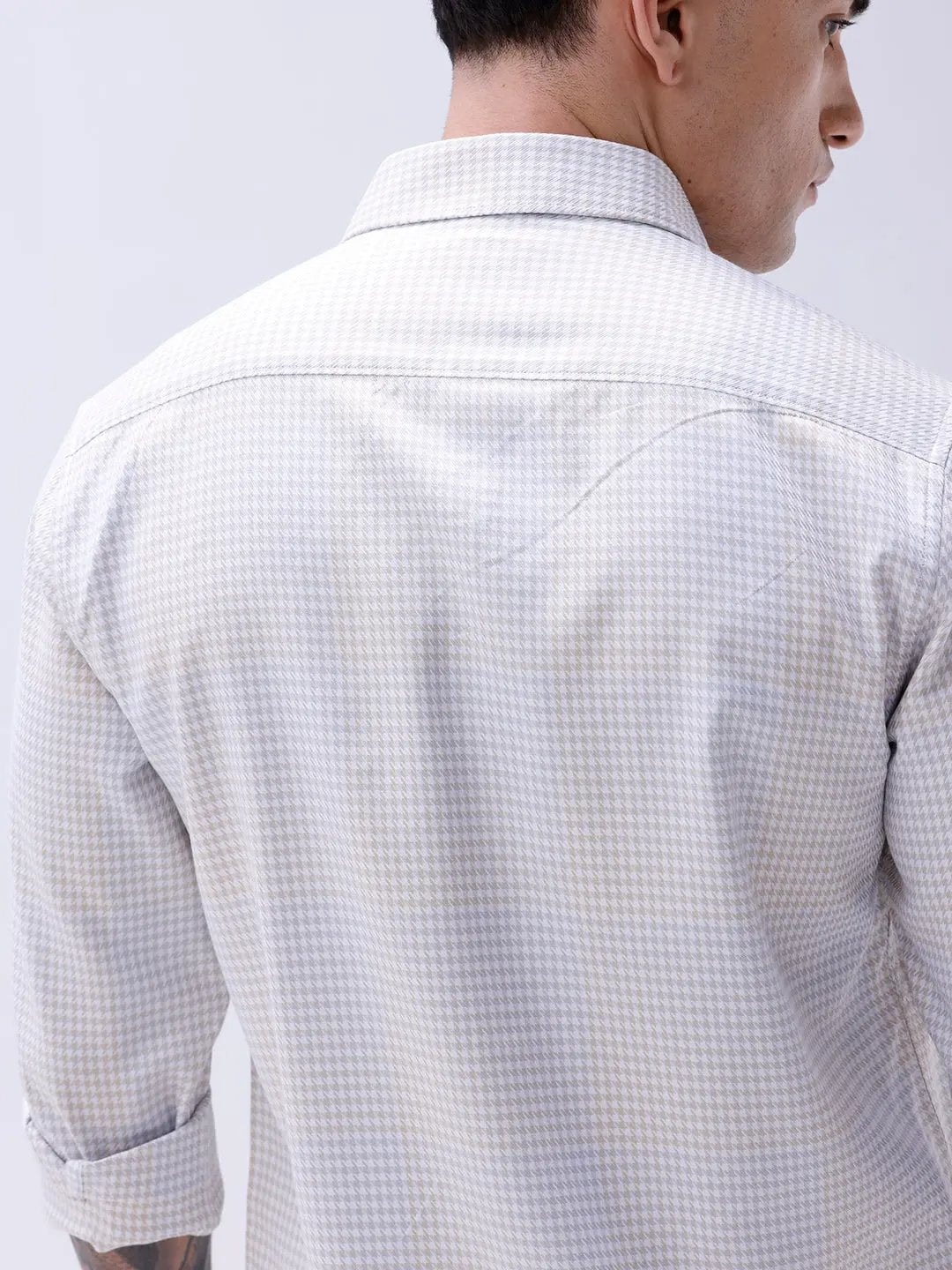 Grey and Beige Twill Structured ShirtUnited By Hope