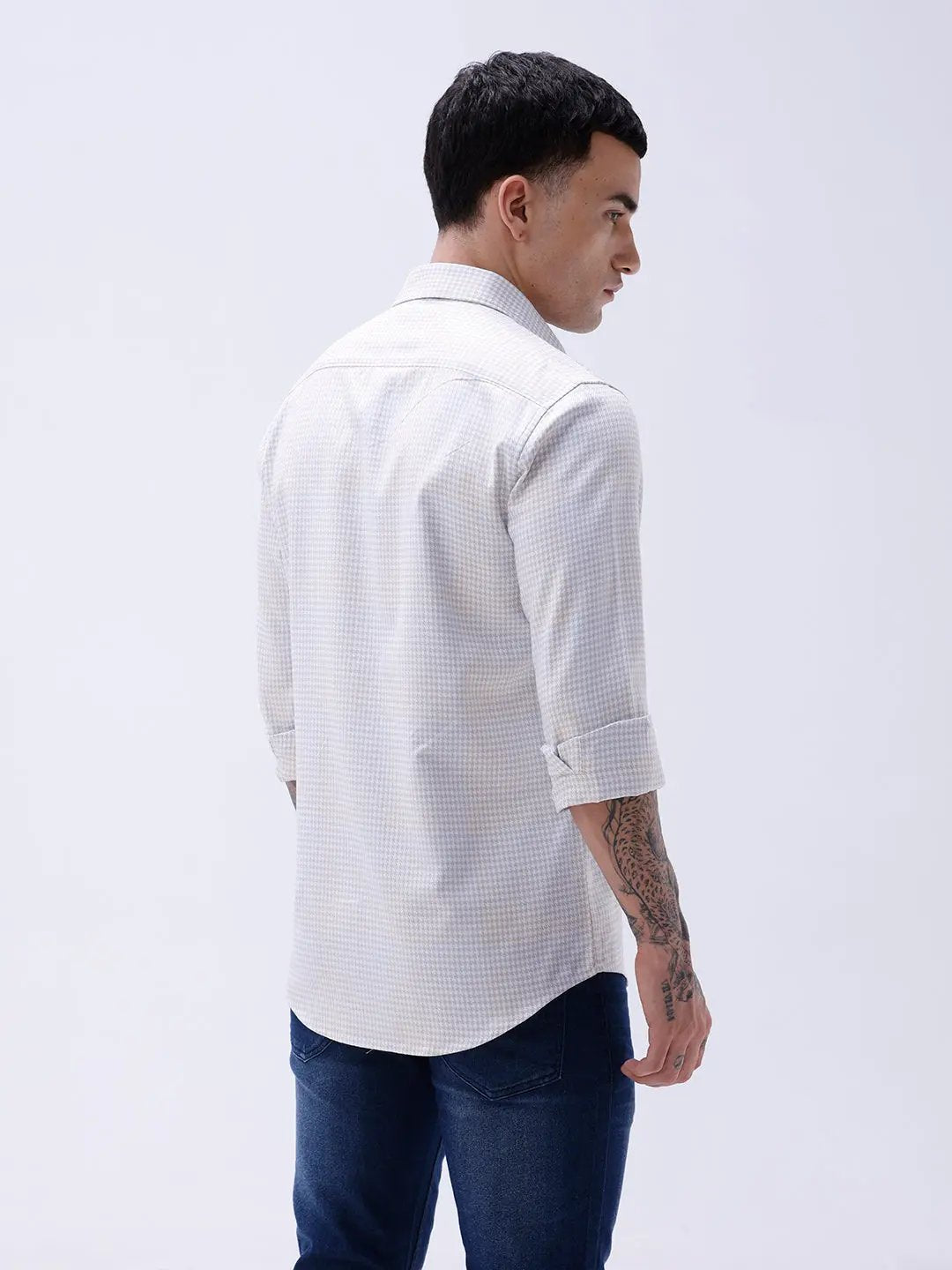 Grey and Beige Twill Structured ShirtUnited By Hope