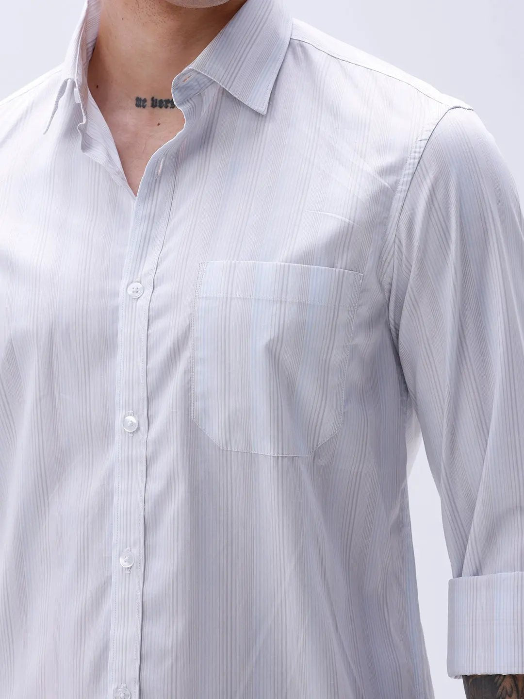 Grey and Blue Stripes Poplin ShirtUnited By Hope