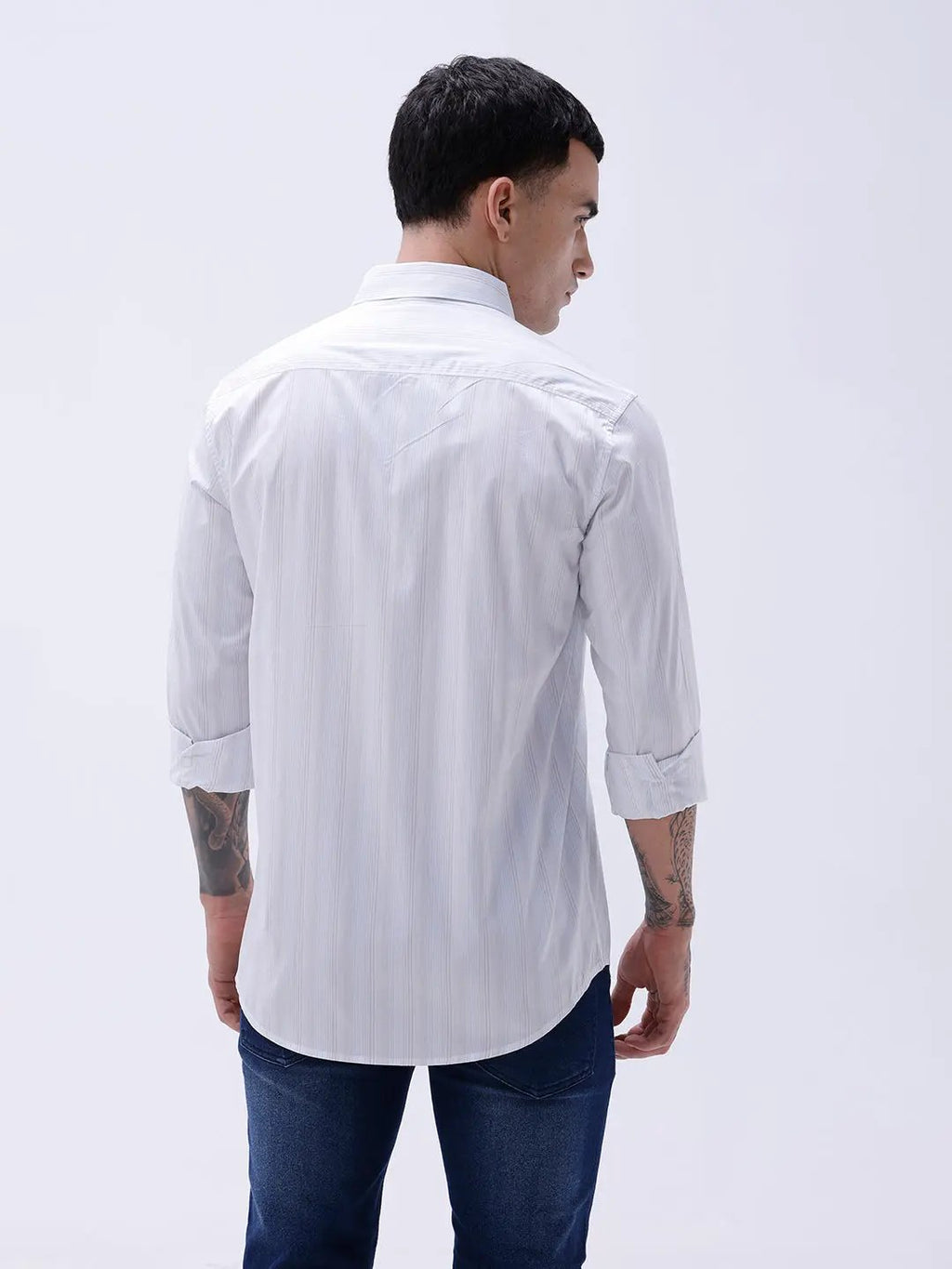 Grey and Blue Stripes Poplin ShirtUnited By Hope
