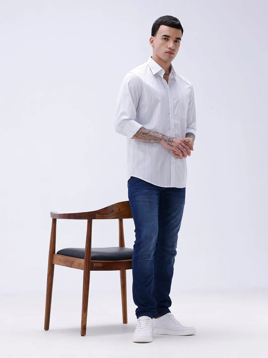 Grey and Blue Stripes Poplin ShirtUnited By Hope
