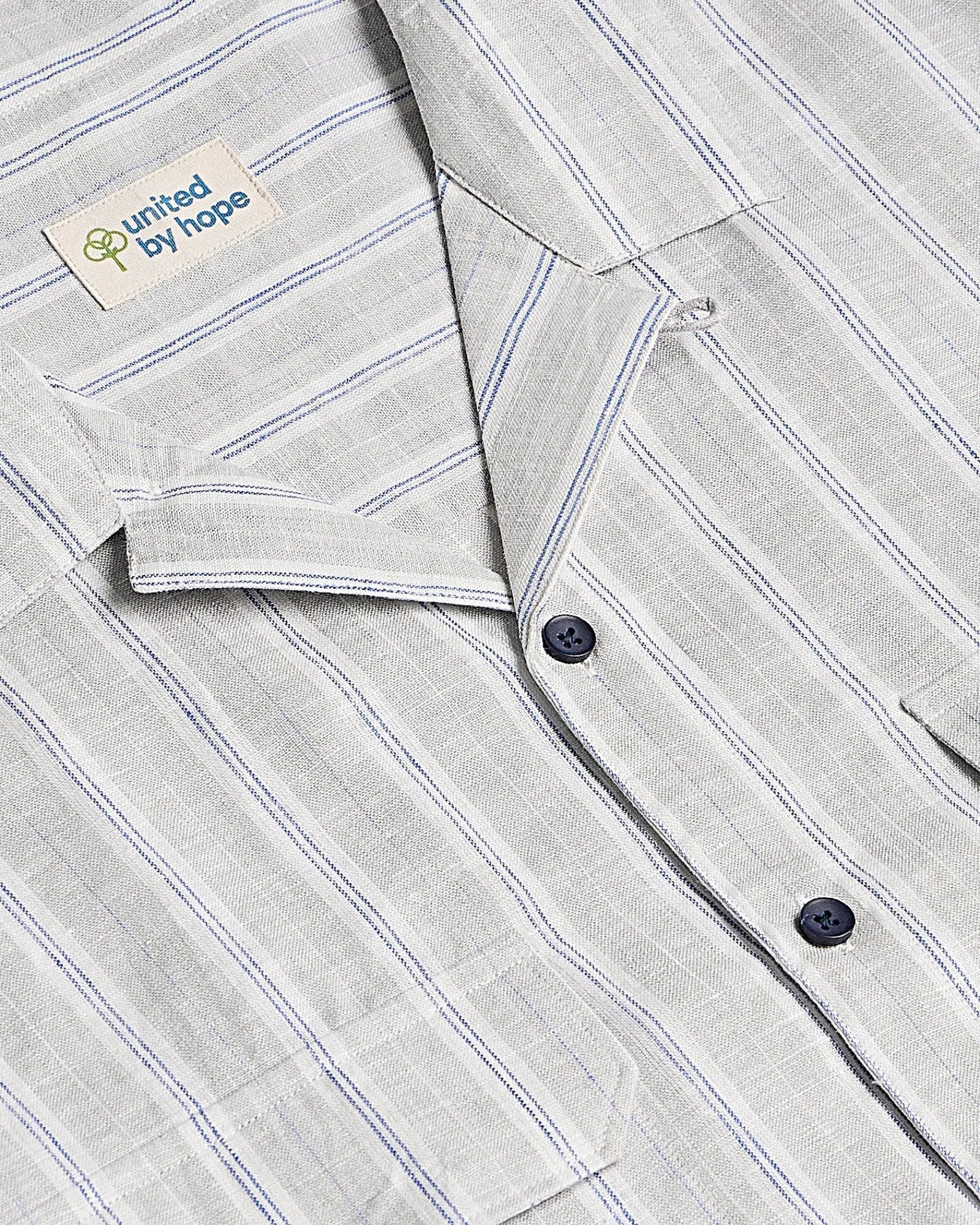 Grey oversized striped linen shirtUnited By Hope
