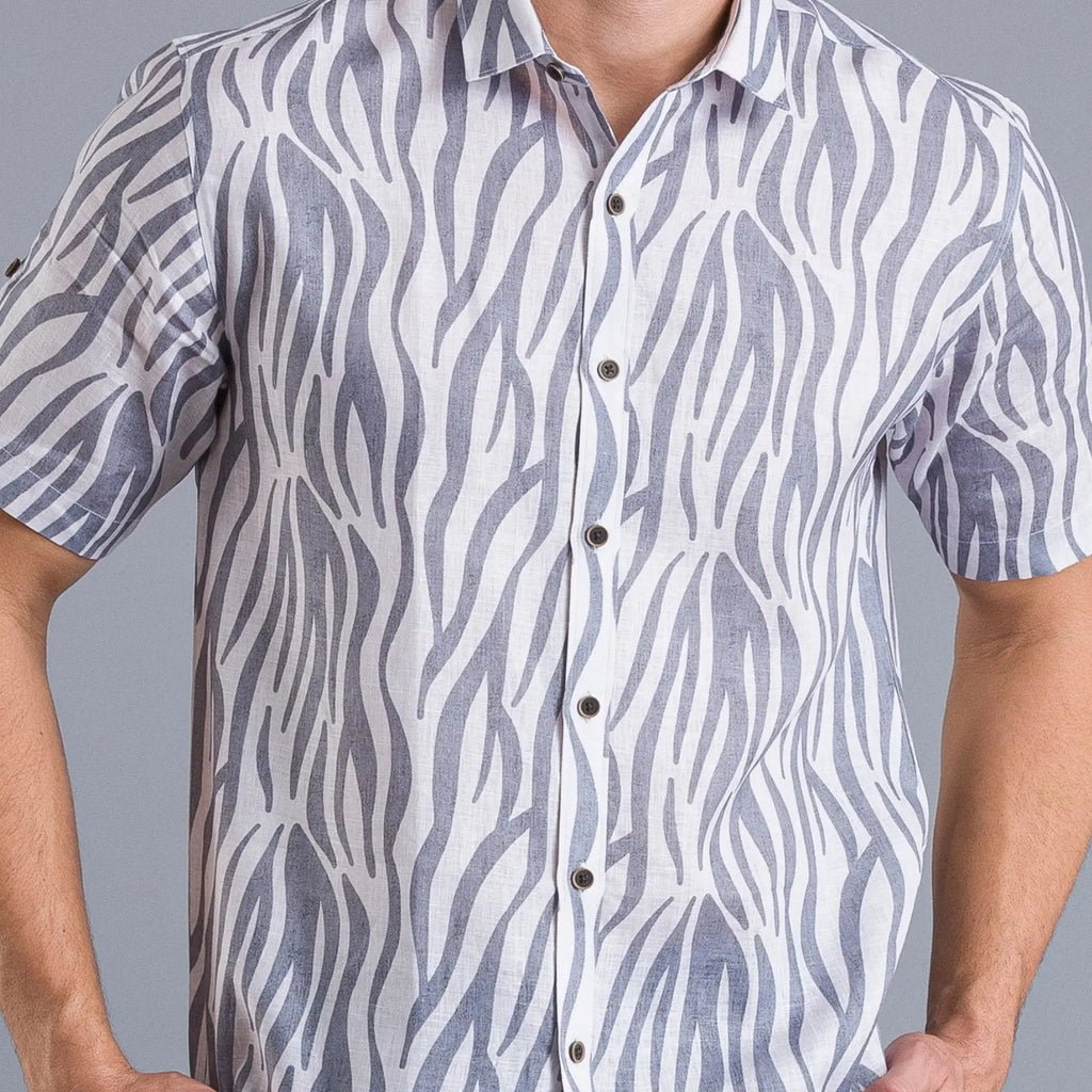 Grey stripes printed linen shirtUnited By Hope