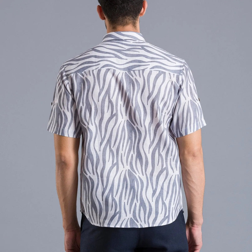 Grey stripes printed linen shirtUnited By Hope