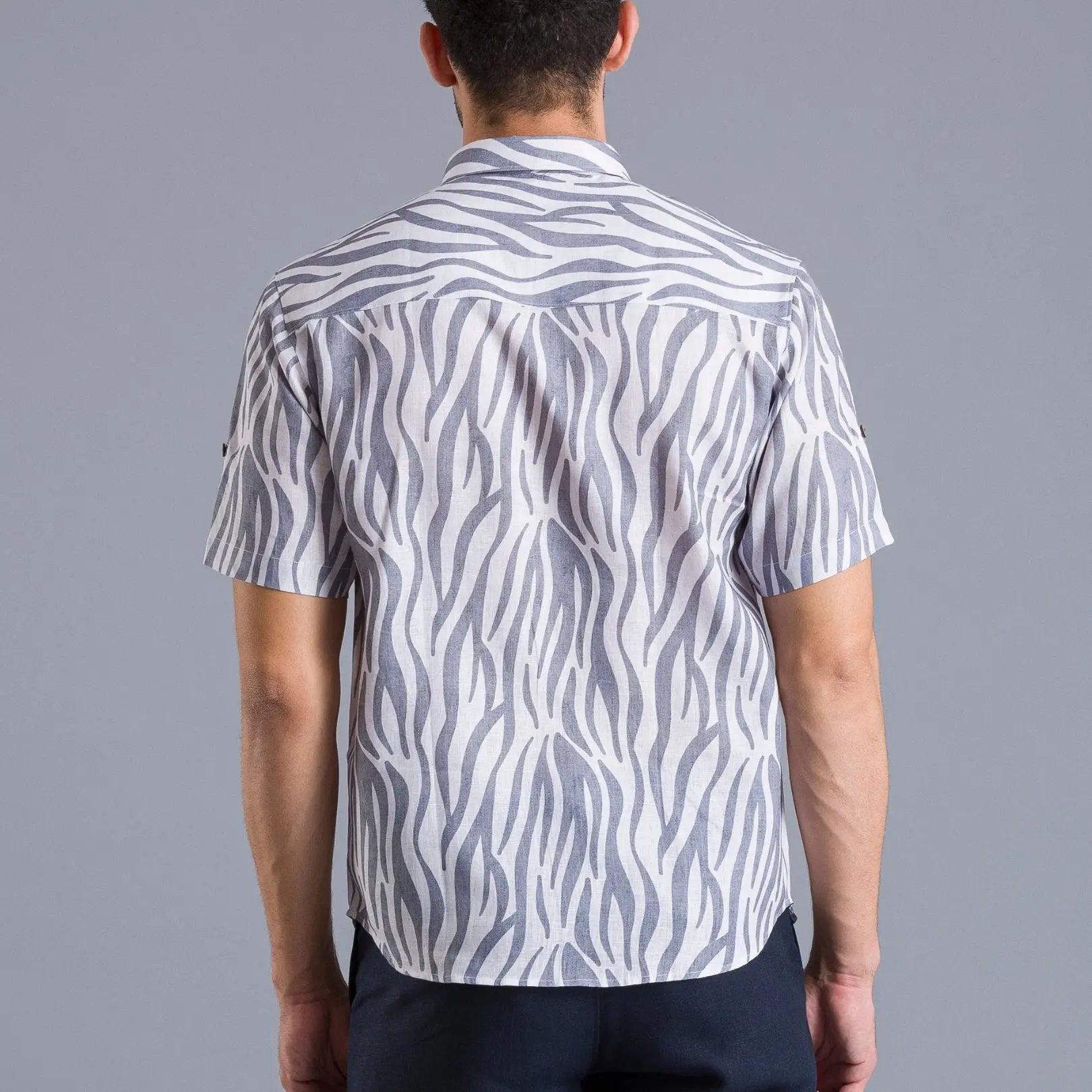 Grey stripes printed linen shirtUnited By Hope