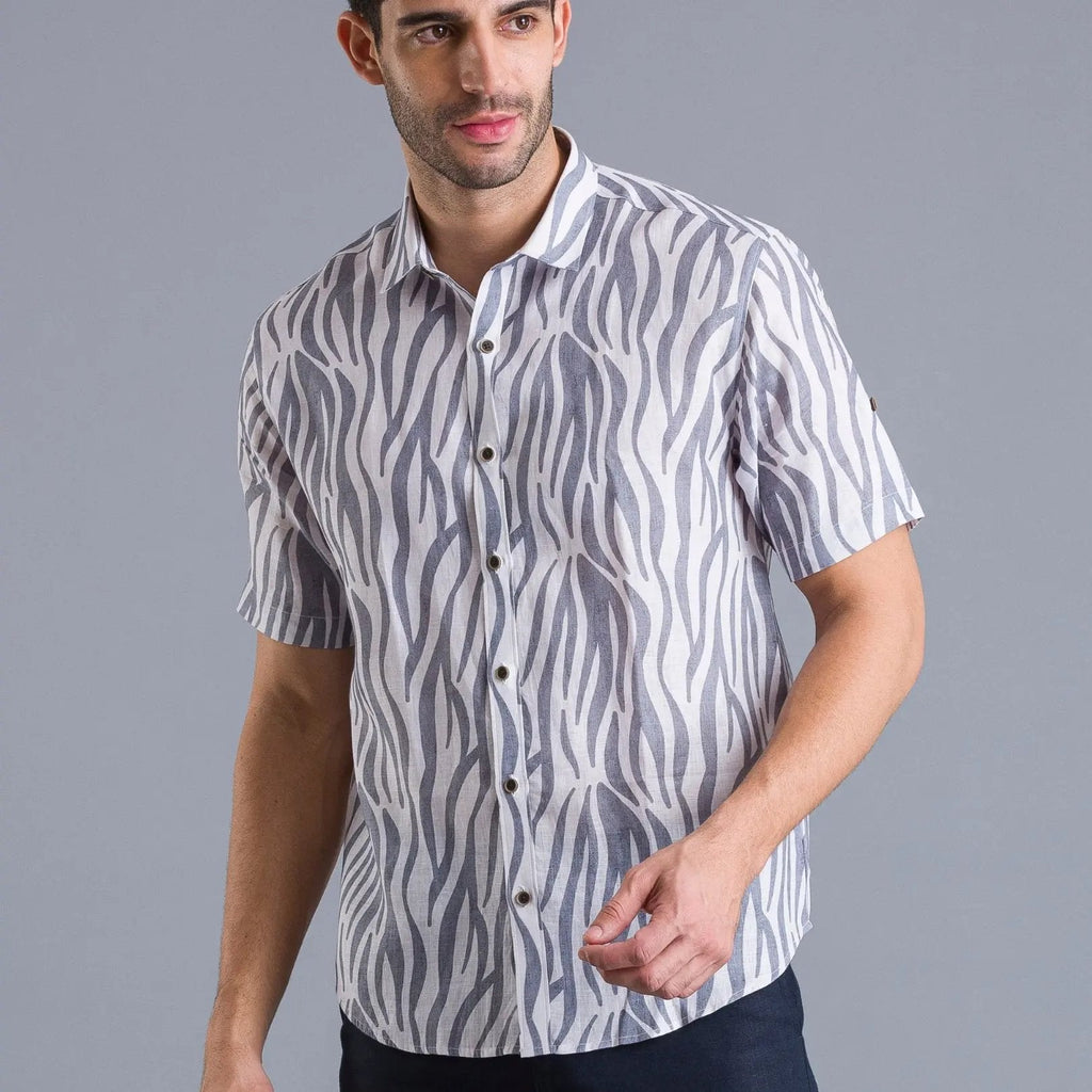 Grey stripes printed linen shirtUnited By Hope