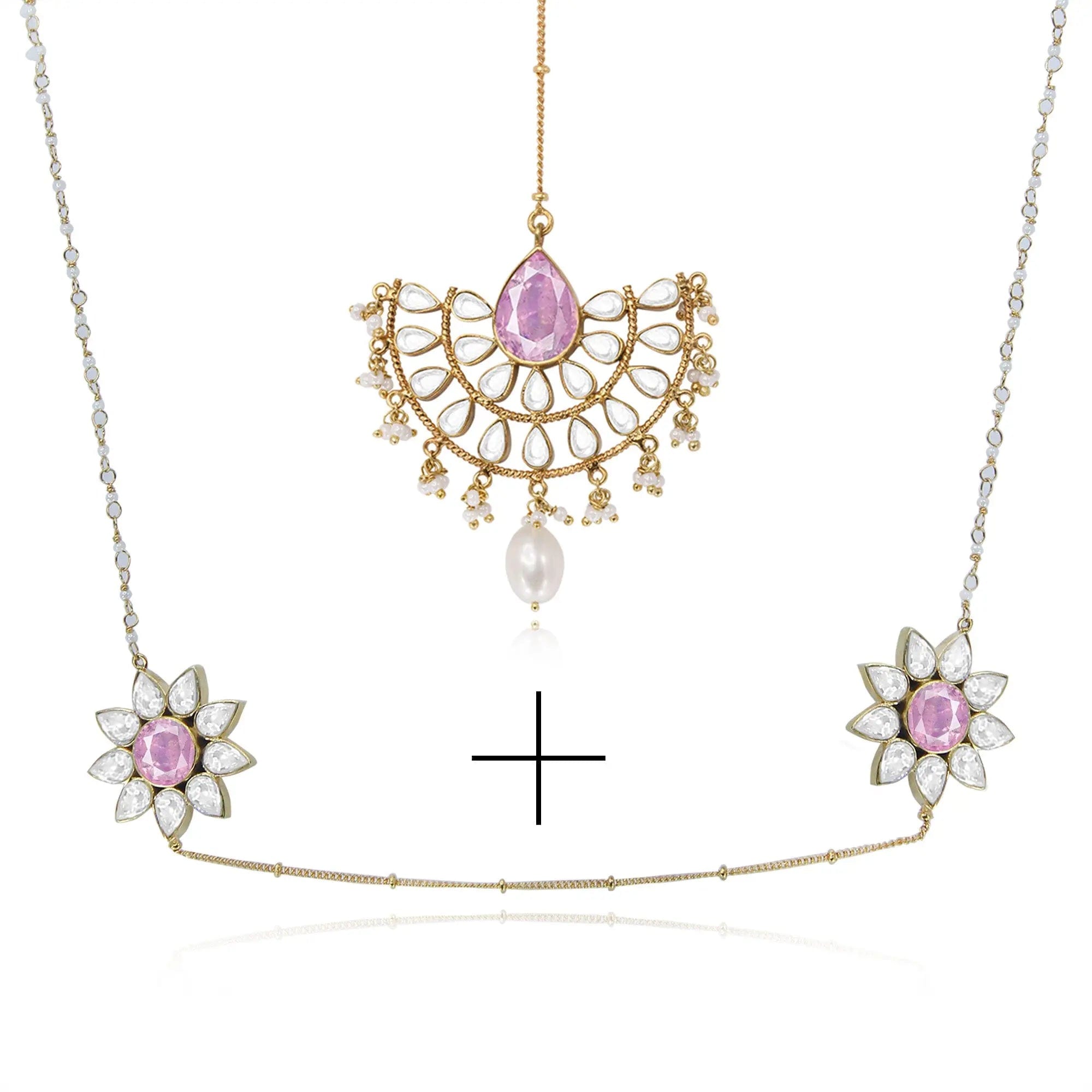 Gulabo Silver 92.5 2 IN 1 Head Band And Necklace