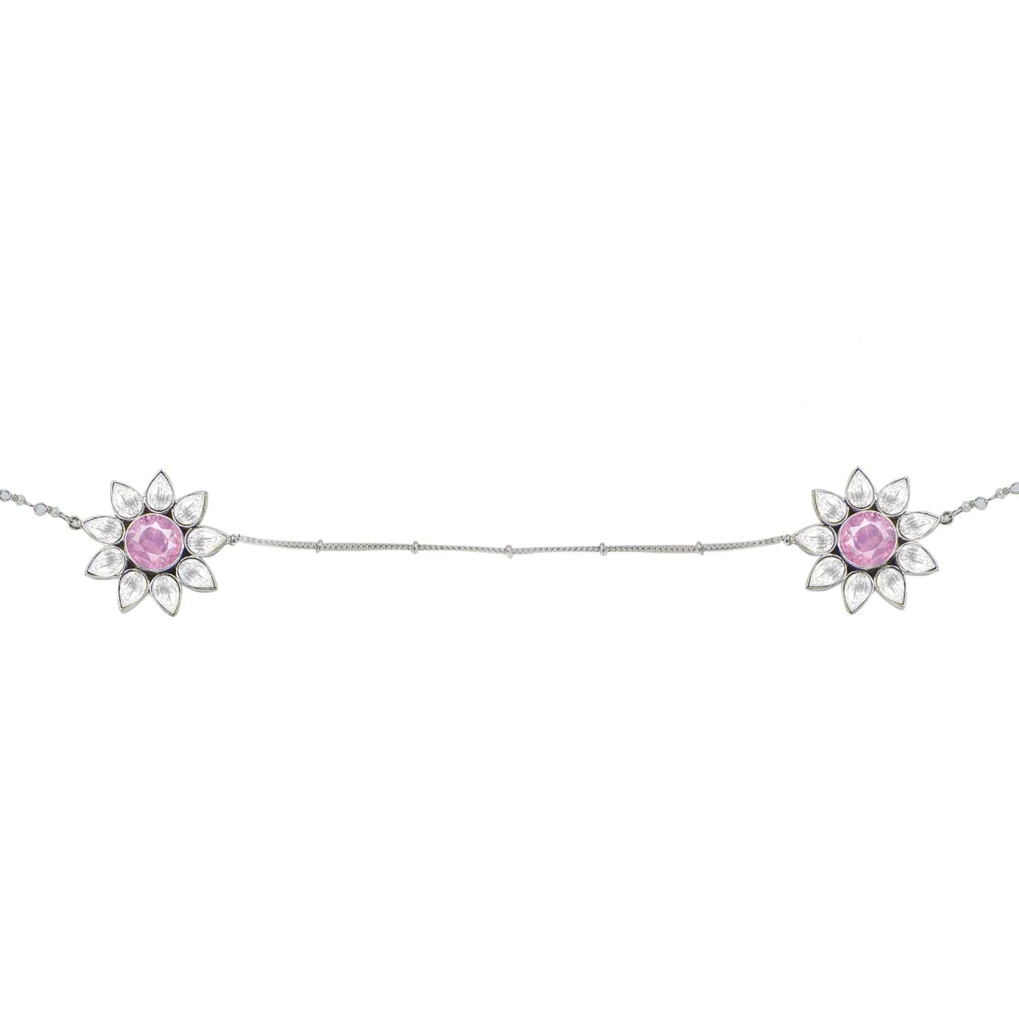 Gulabo Silver 92.5 2 IN 1 Head Band And Necklace
